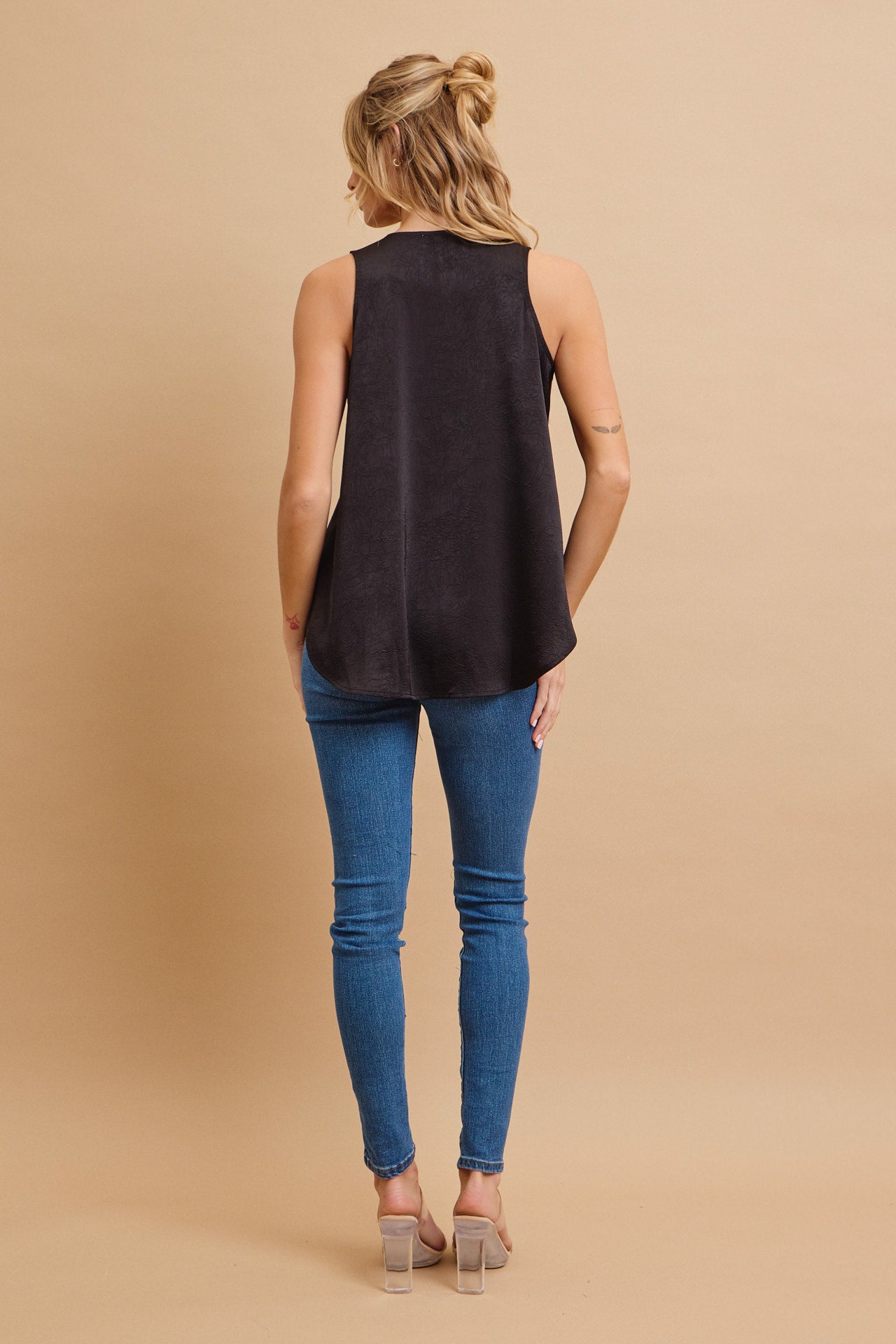 Crinkled Chic V-Neck Top