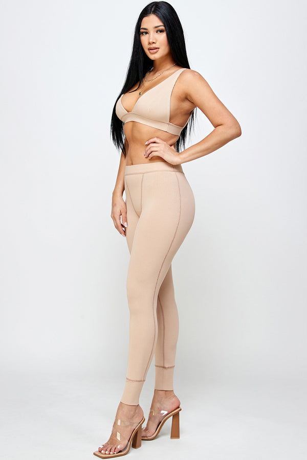 Soft Lounge Bralette Ankle Legging Set