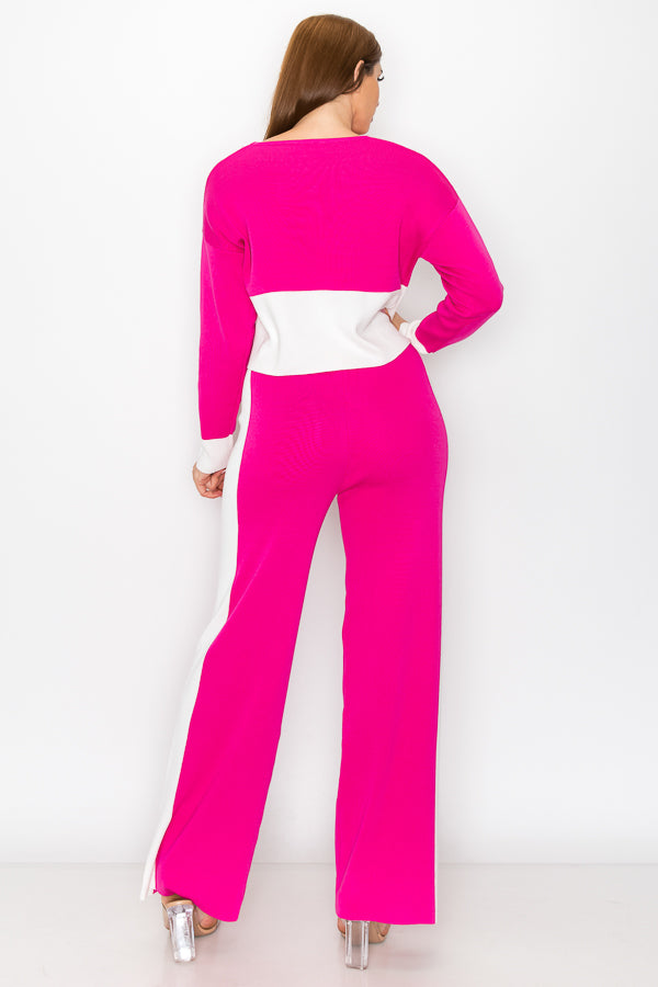 My Favorite Color Block Knit Top & Pants Set