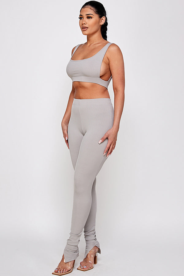 Tank Top and Pants With Slit Bottom Hem