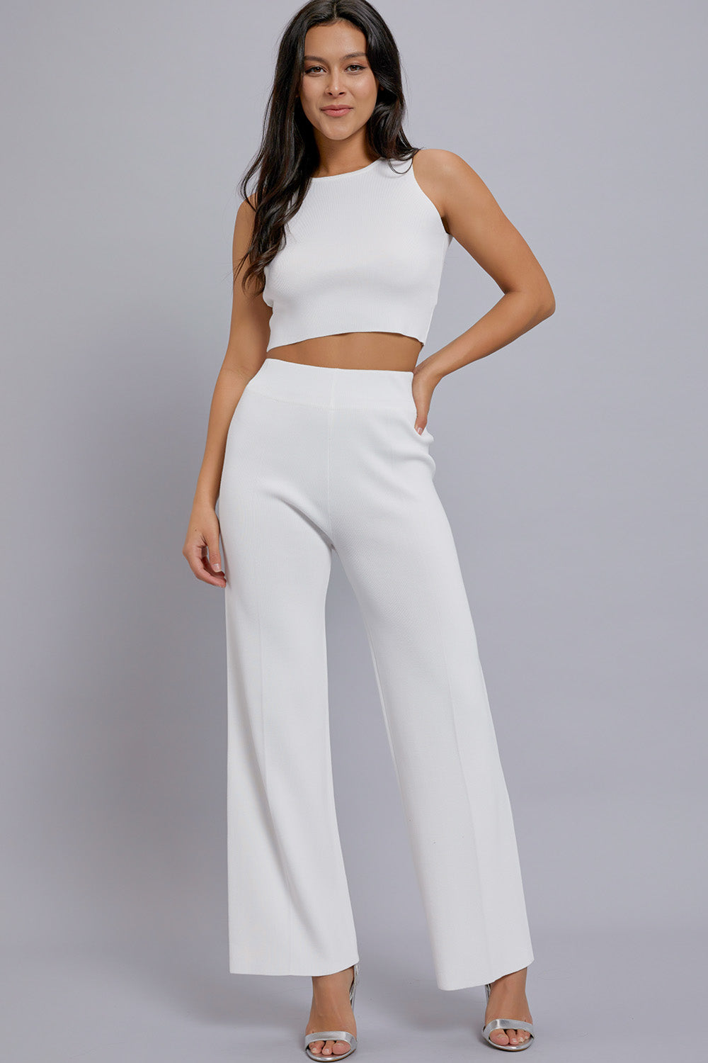 Solid Sleeveless Two Pieces Set