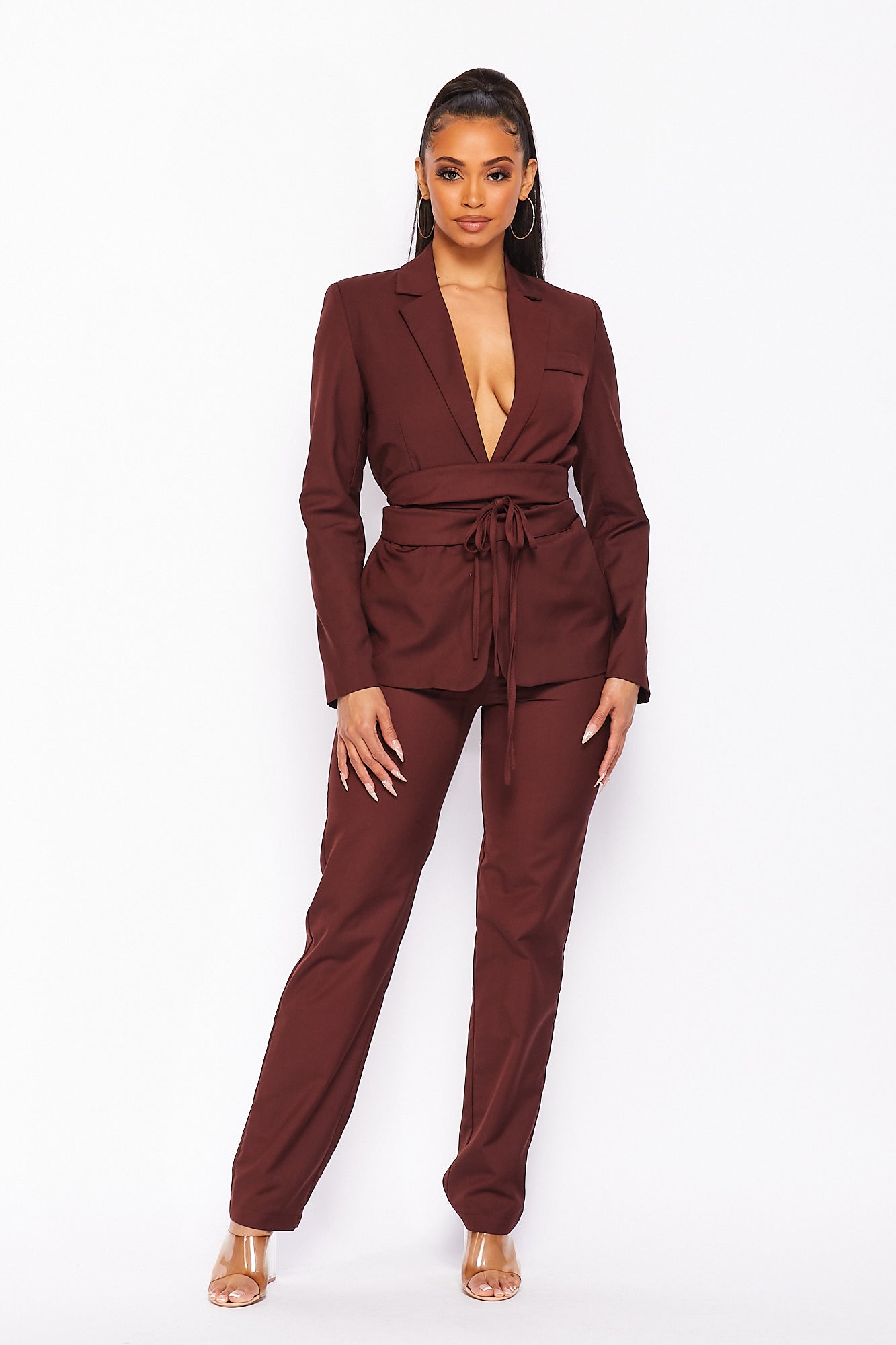 Solid Jacket and Pants Set
