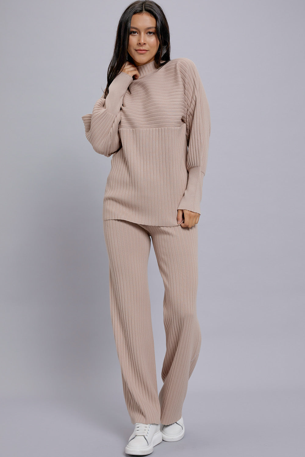 Knit Long Sleeve Top and Bottom Set