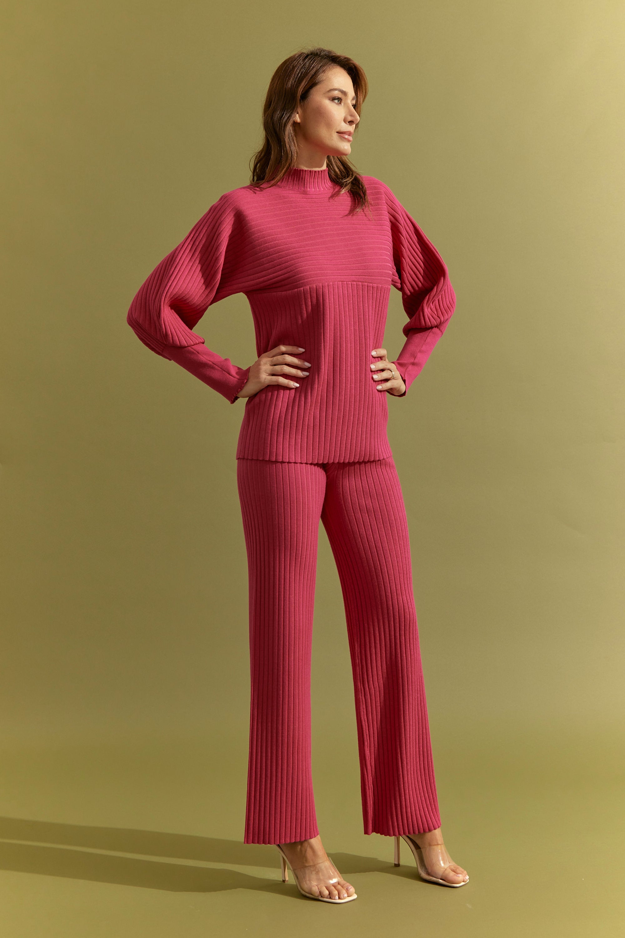 Knit Long Sleeve Top and Bottom Set