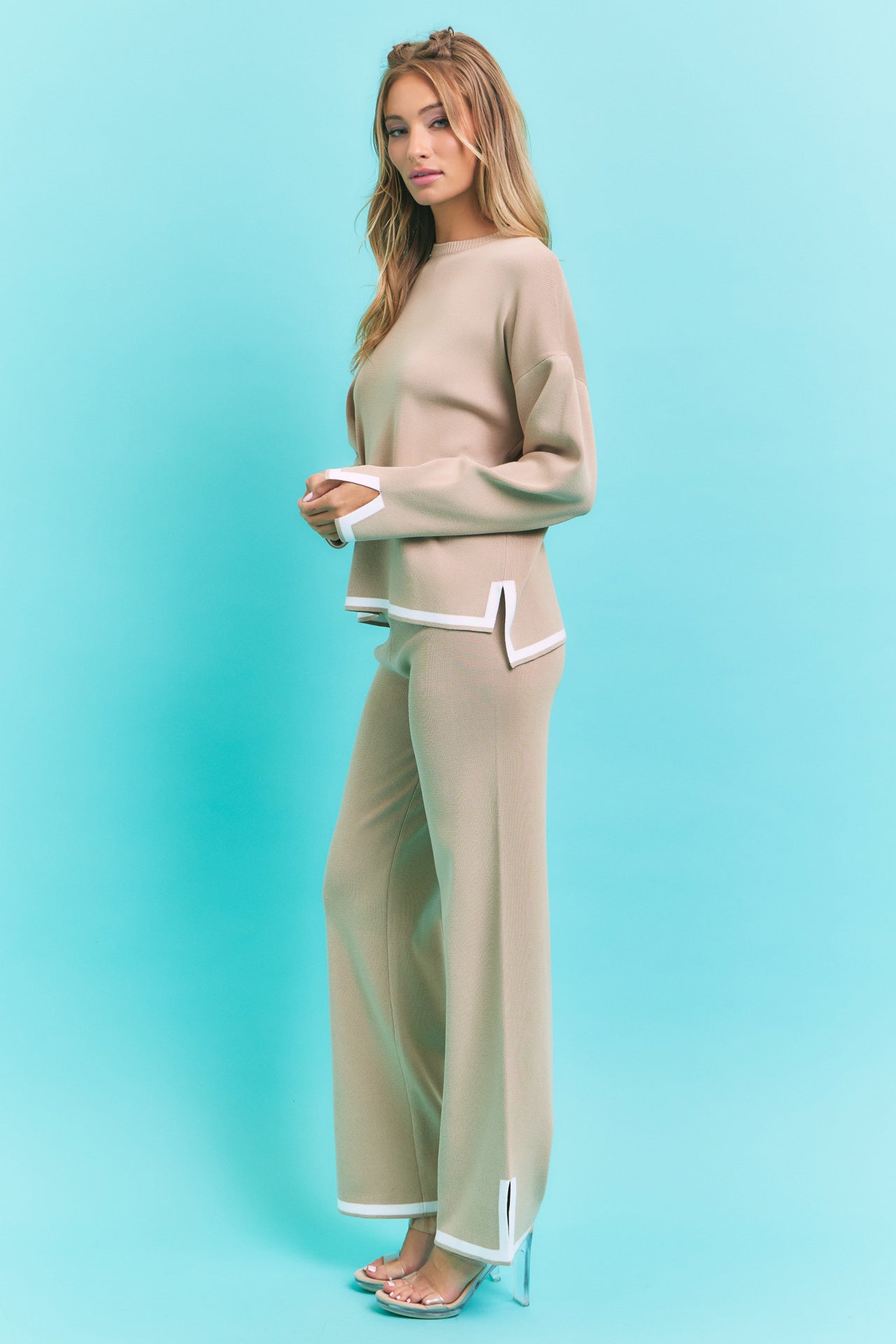 Coordination is Key Knit Long Sleeve Top and Pants Set