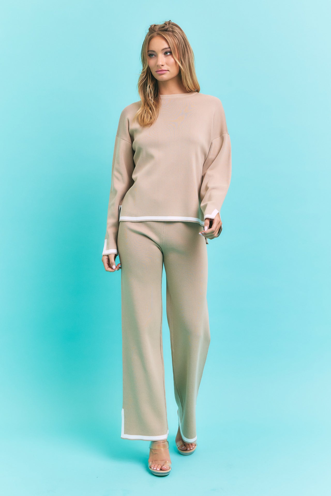 Coordination is Key Knit Long Sleeve Top and Pants Set