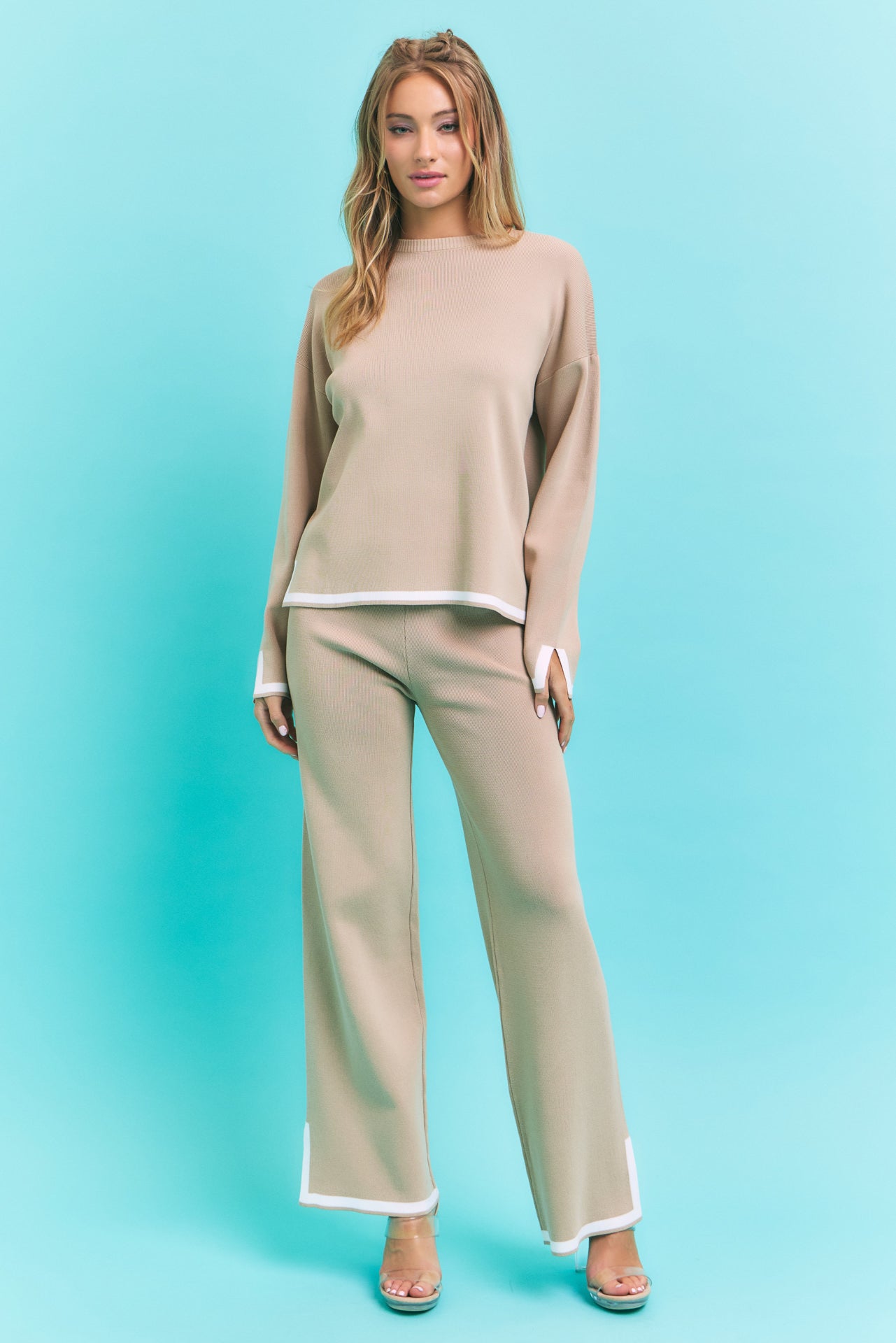 Coordination is Key Knit Long Sleeve Top and Pants Set