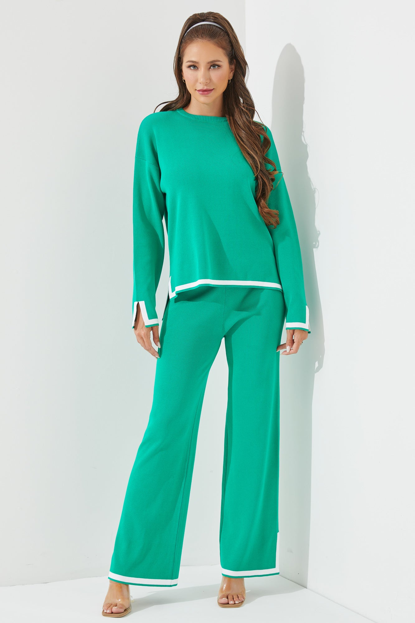 Coordination is Key Knit Long Sleeve Top and Pants Set