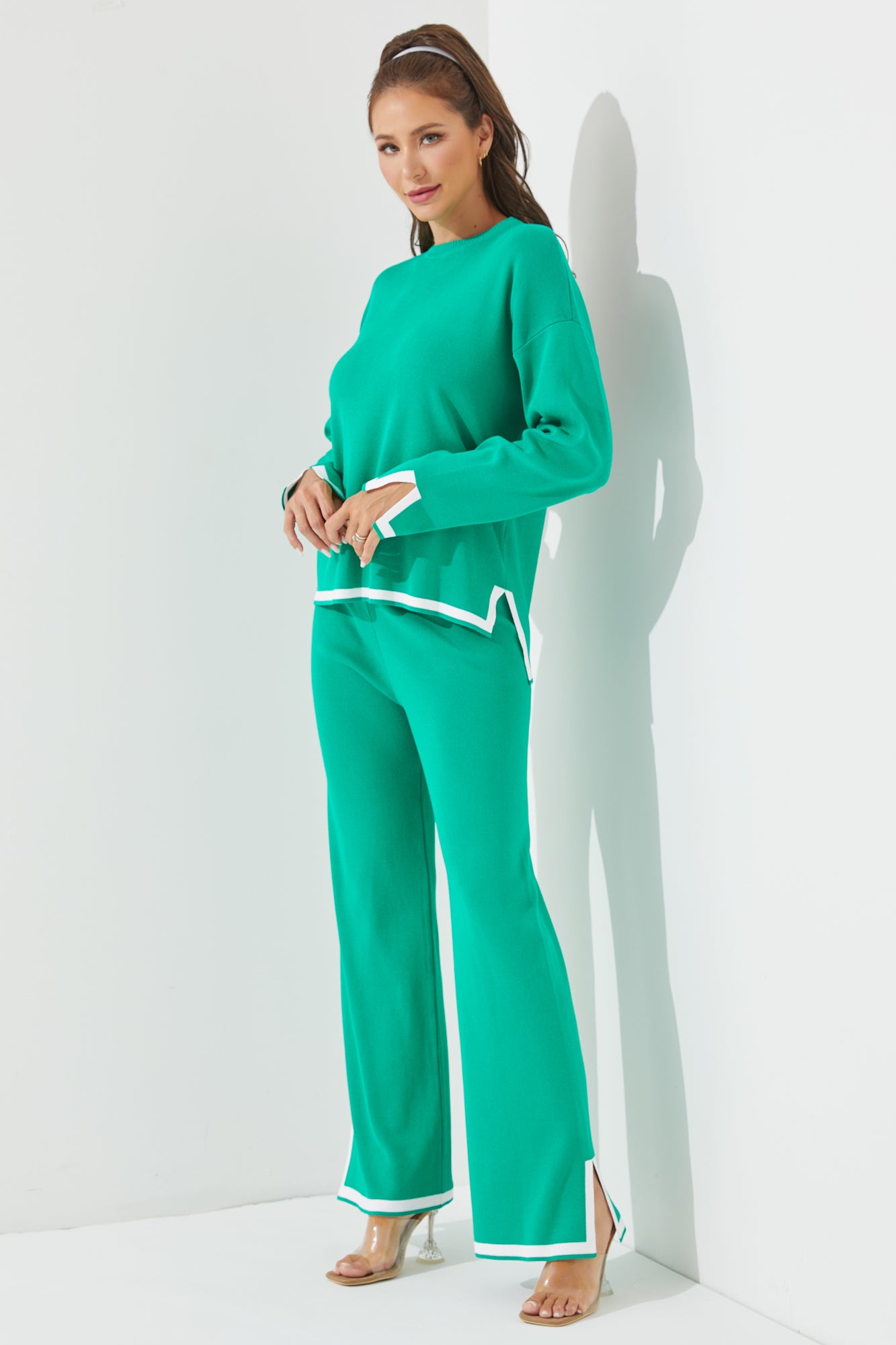 Coordination is Key Knit Long Sleeve Top and Pants Set