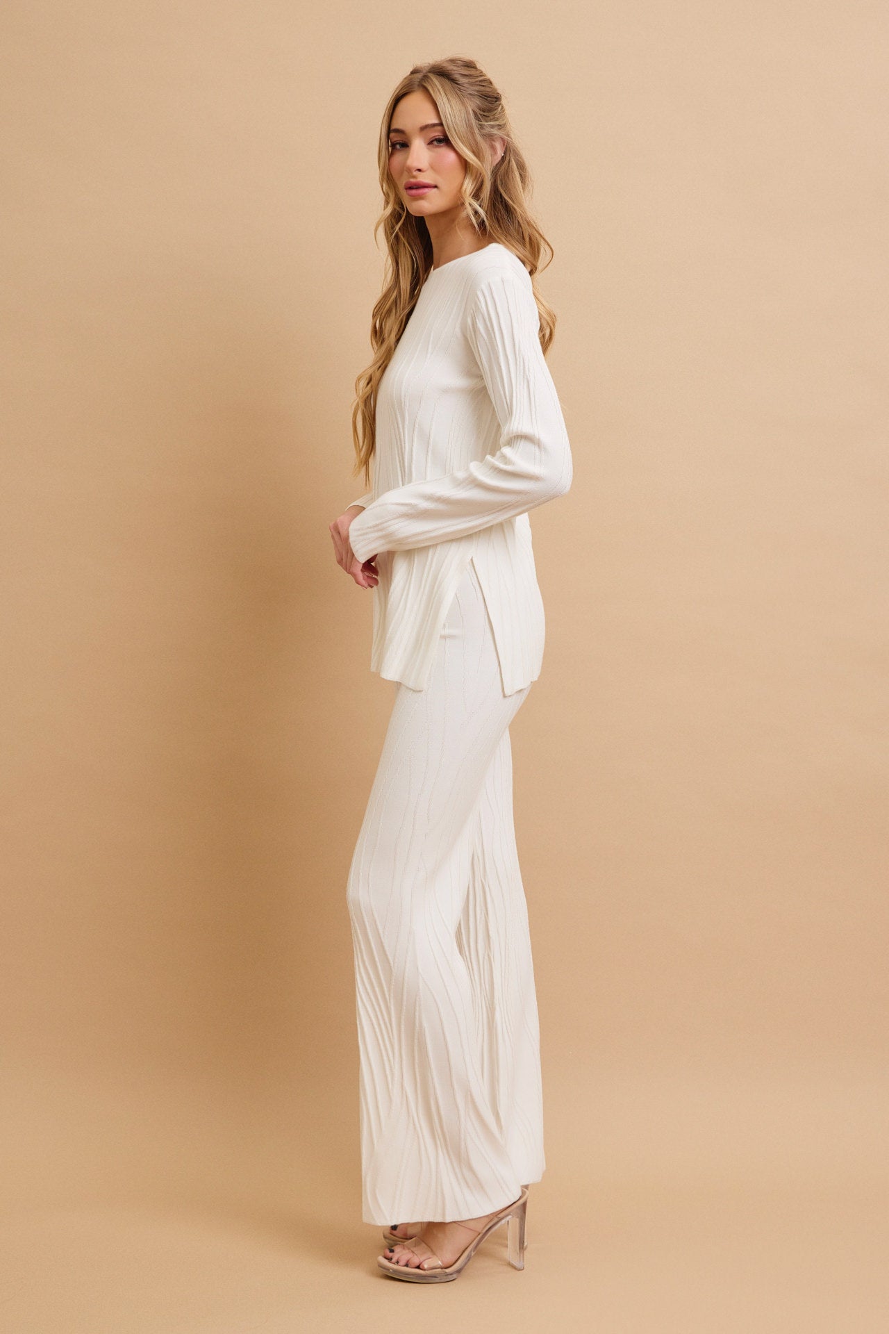 Seraphina Textured Long Sleeve Top and Pants Set