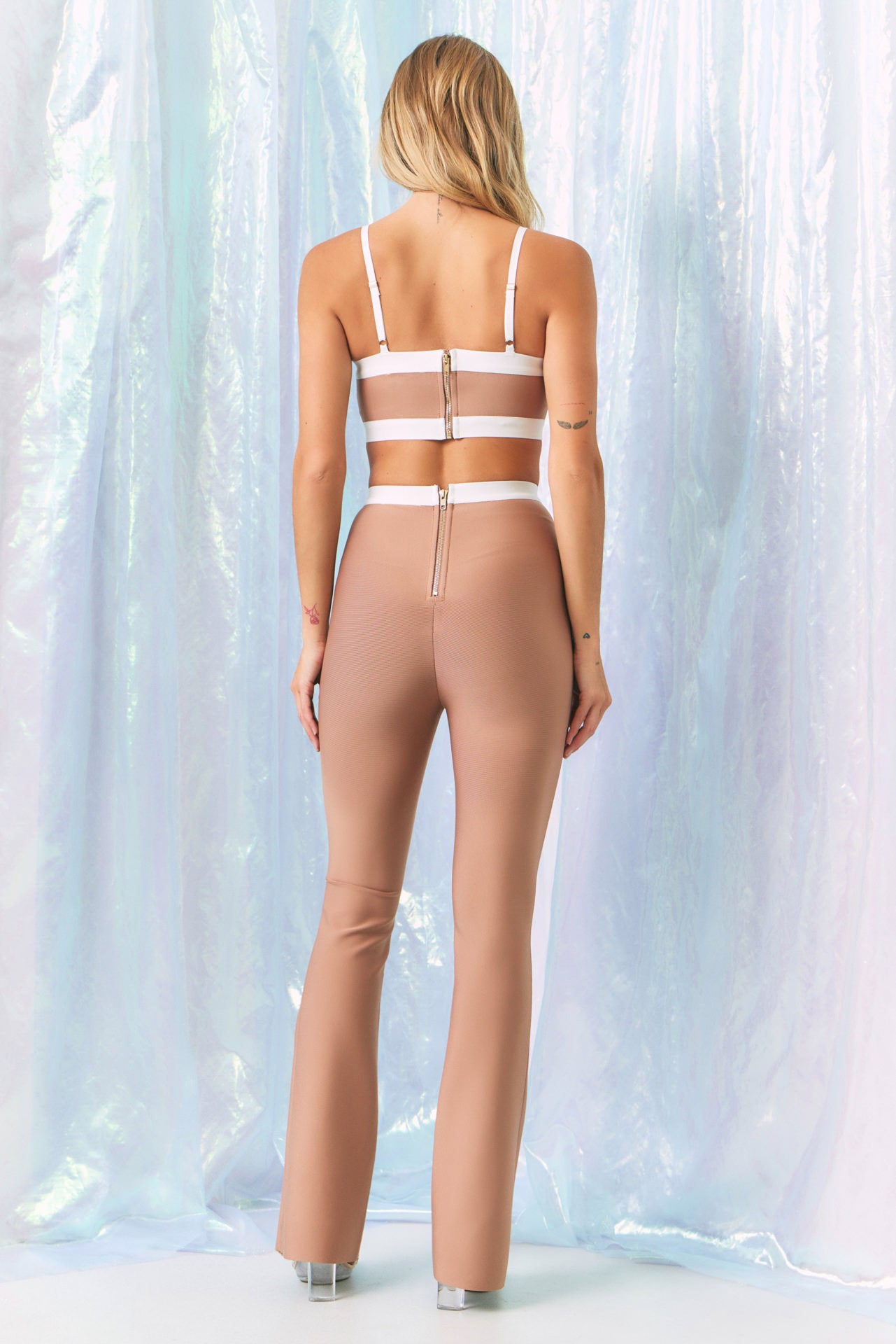 Your Style Guide Bandage Crop Top & Flare Pants Set