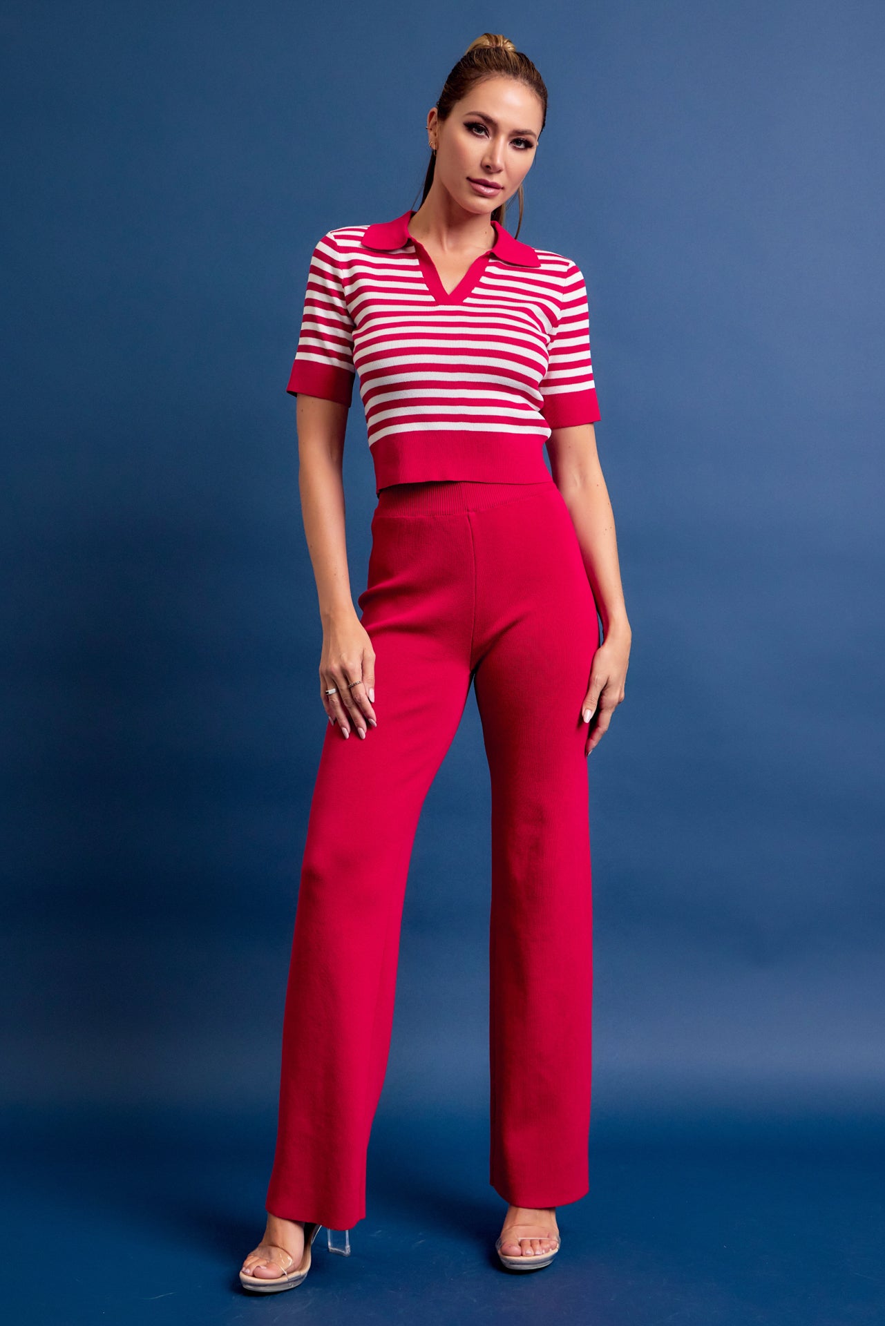 Calm Day Stripe Knit Top and Pants Set