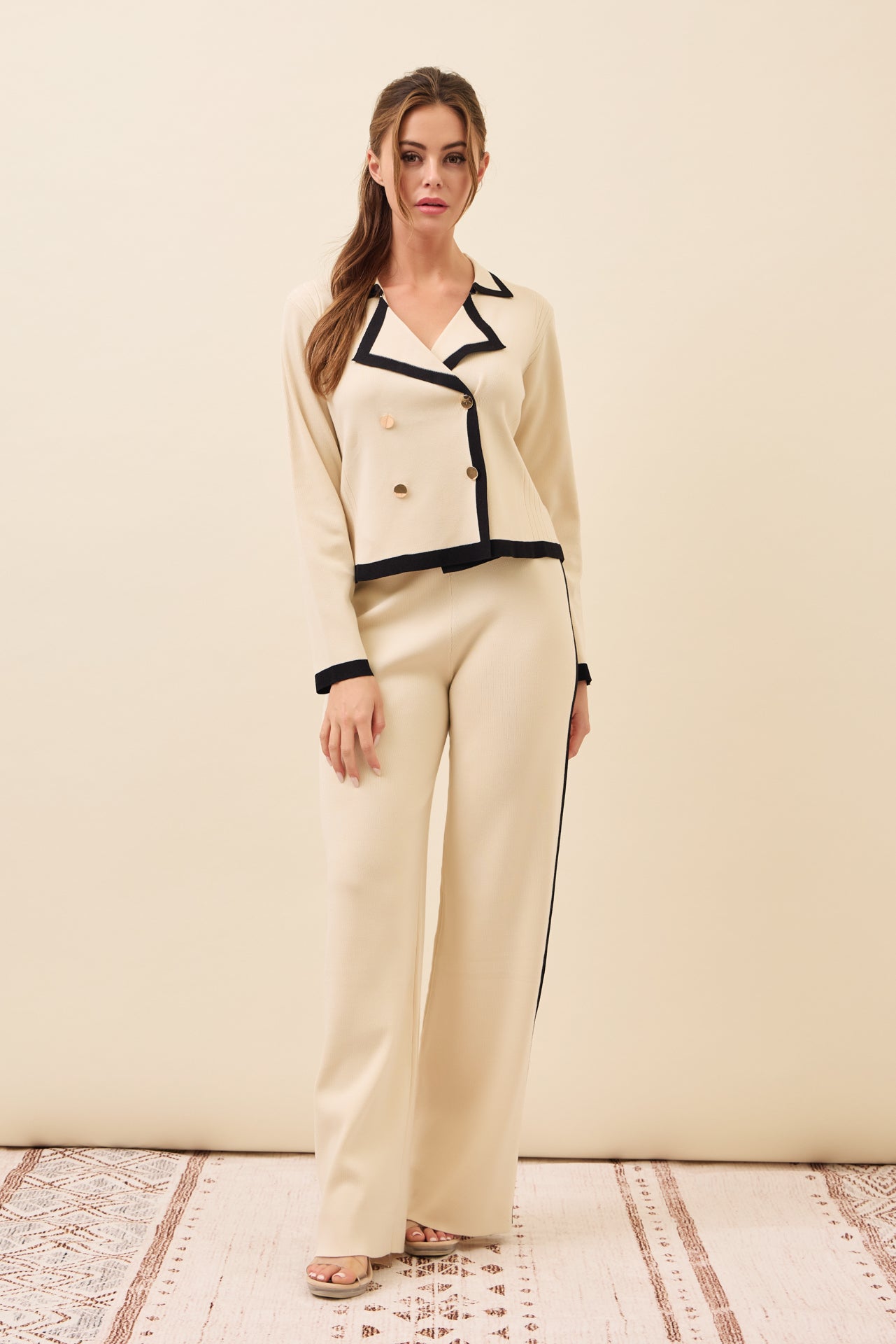 Veronica Knit Double Breasted Jacket And Pants Set