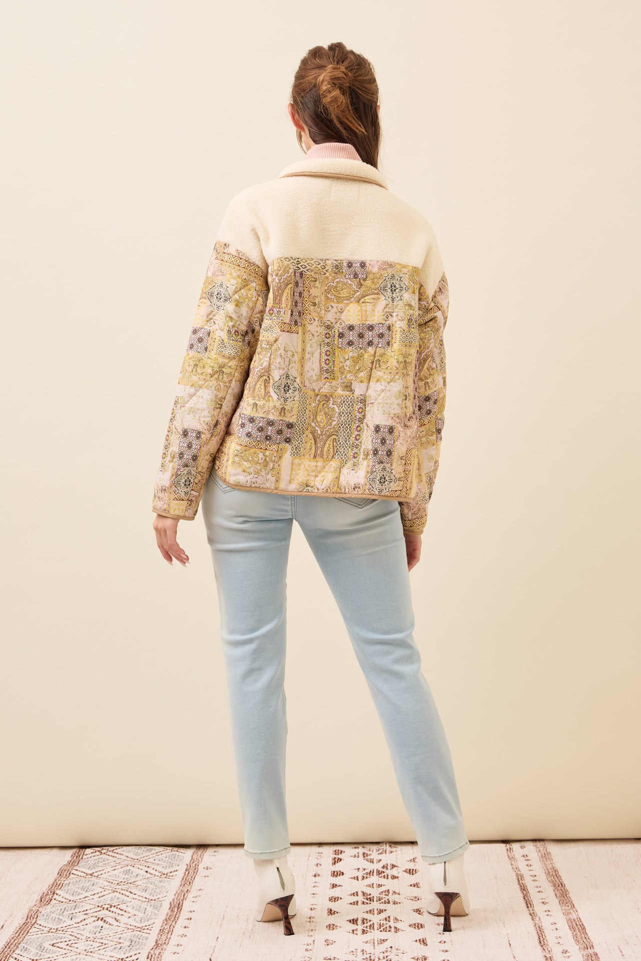 Printed padding sherpa jacket