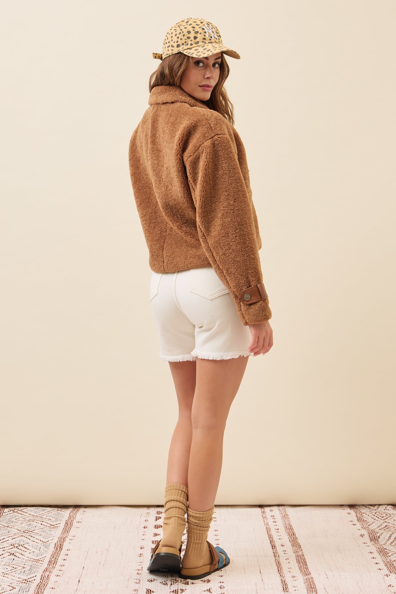 Get Warm Fur Jacket with PU Contrast