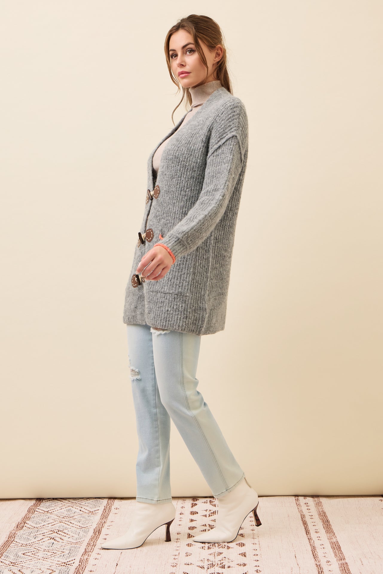 Brooke Long Cardigan with Toggle Closures