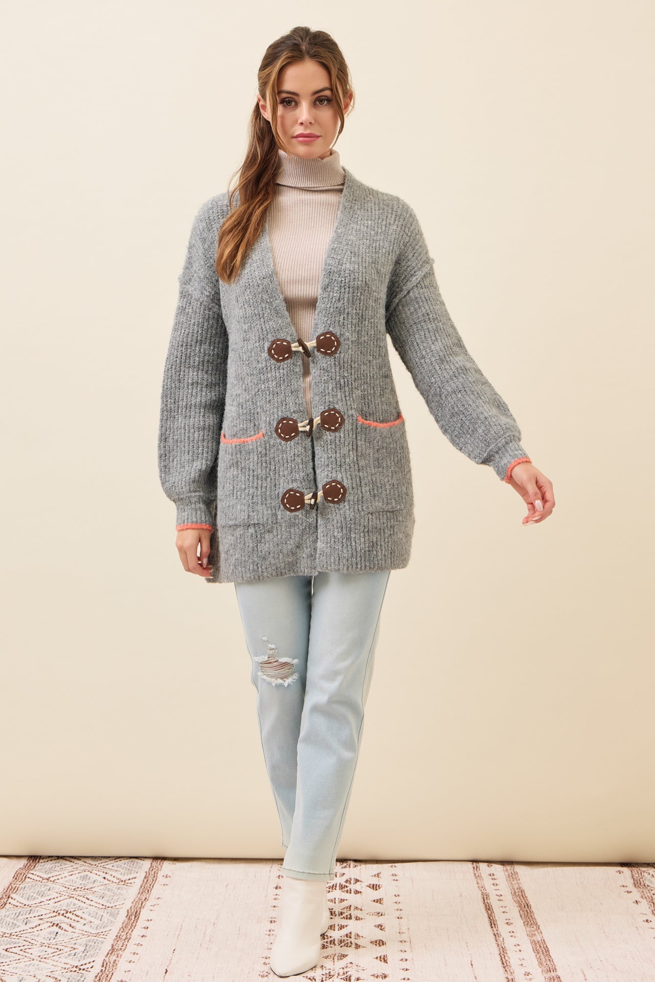 Brooke Long Cardigan with Toggle Closures