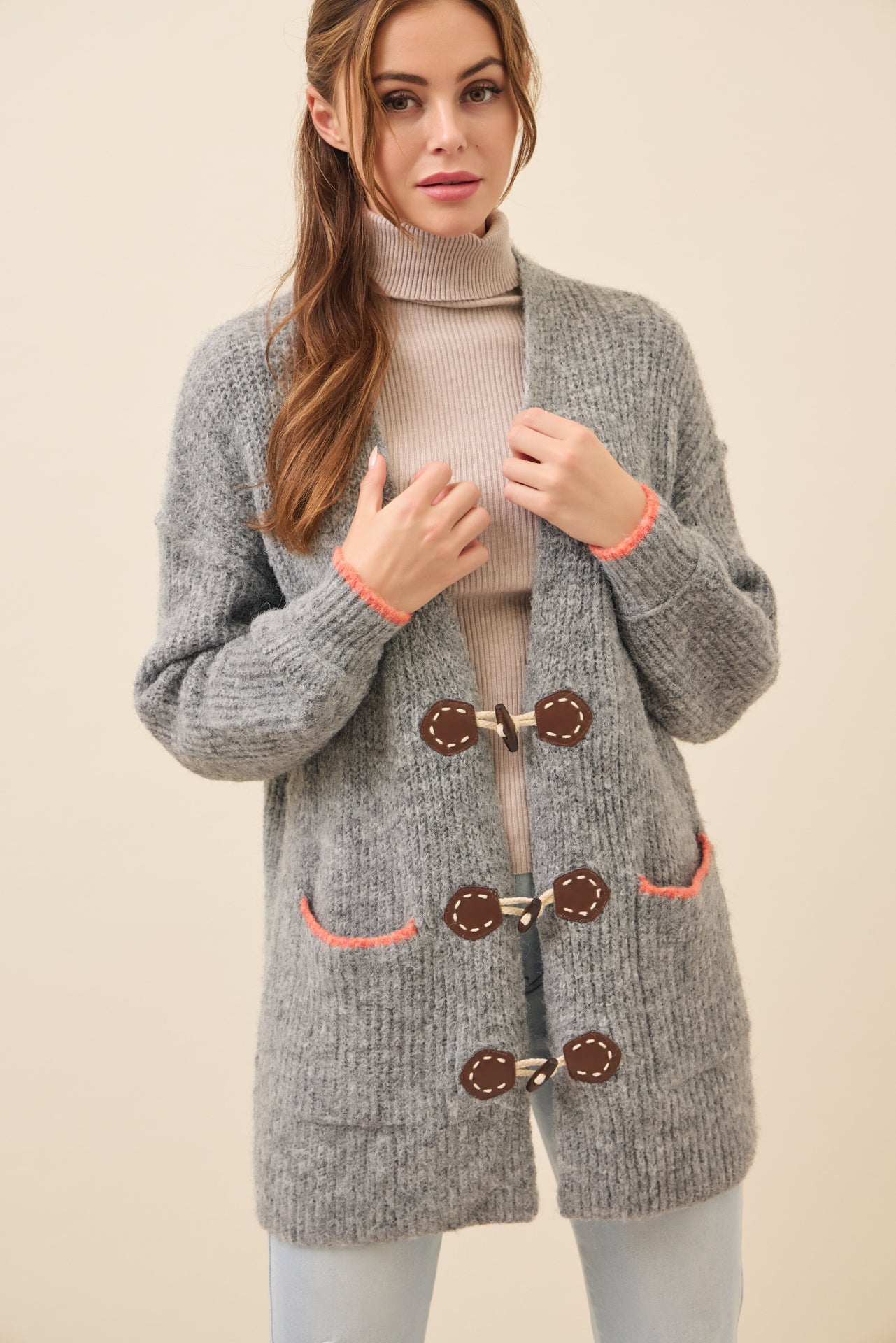 Brooke Long Cardigan with Toggle Closures