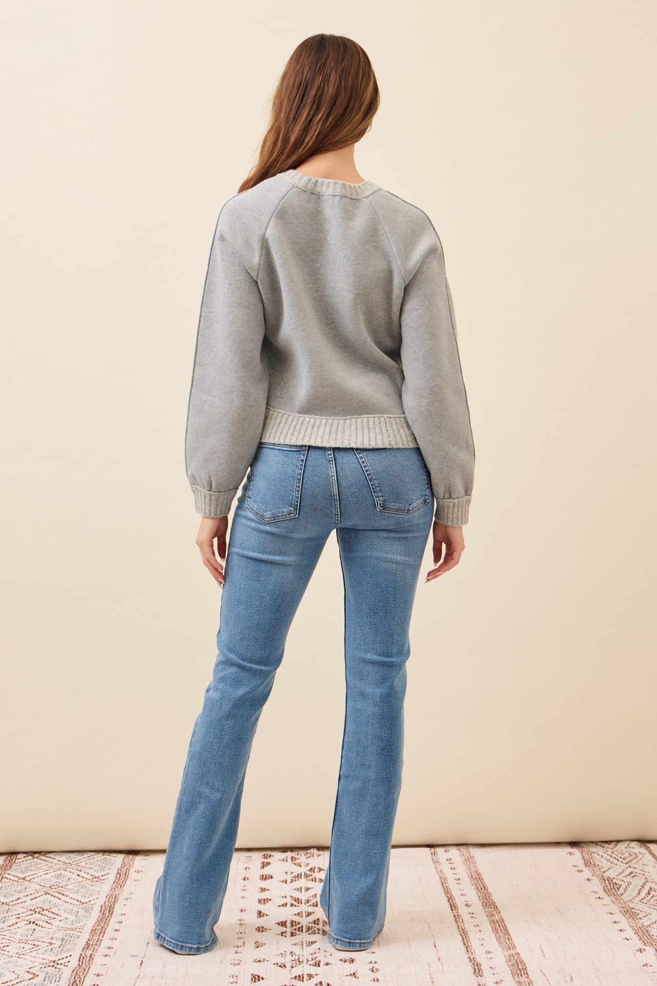 Faye Cable Knit Raglan Sweatshirt