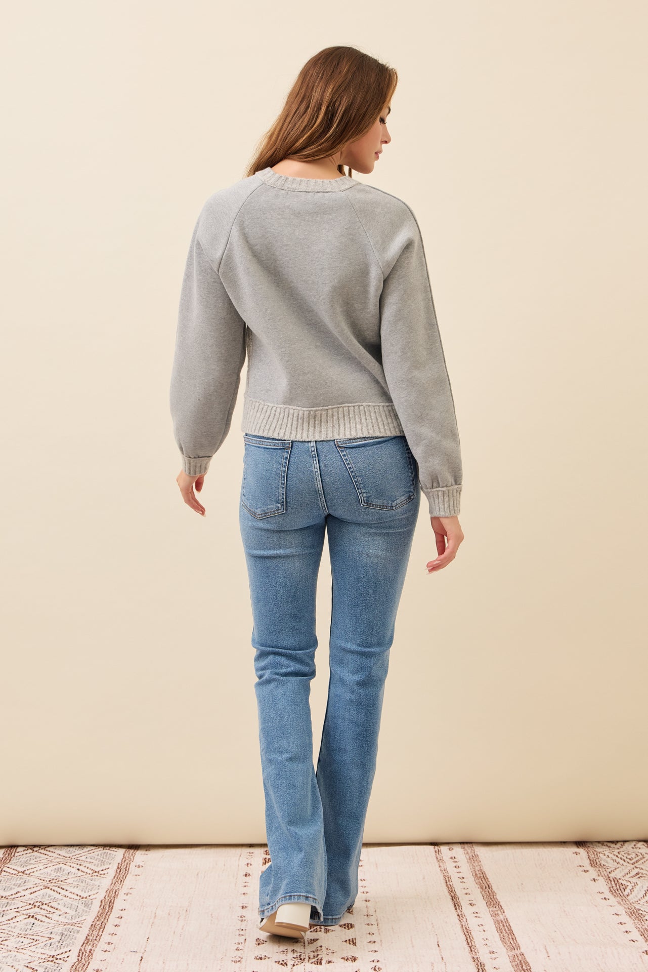 Faye Cable Knit Raglan Sweatshirt