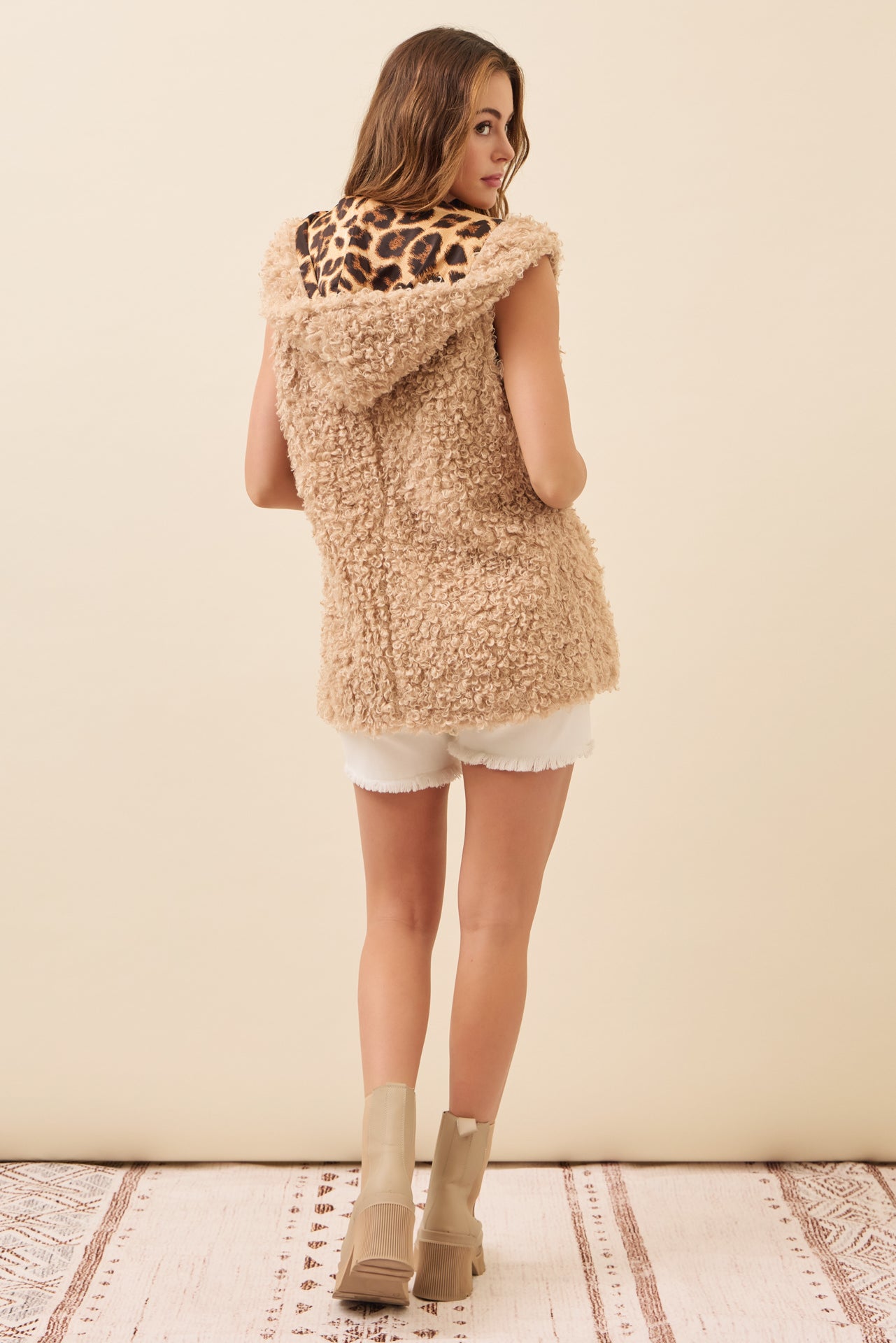 Mae Curly Fur Hooded Vest