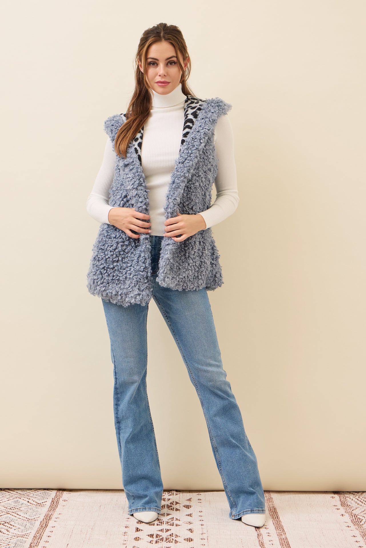 Mae Curly Fur Hooded Vest