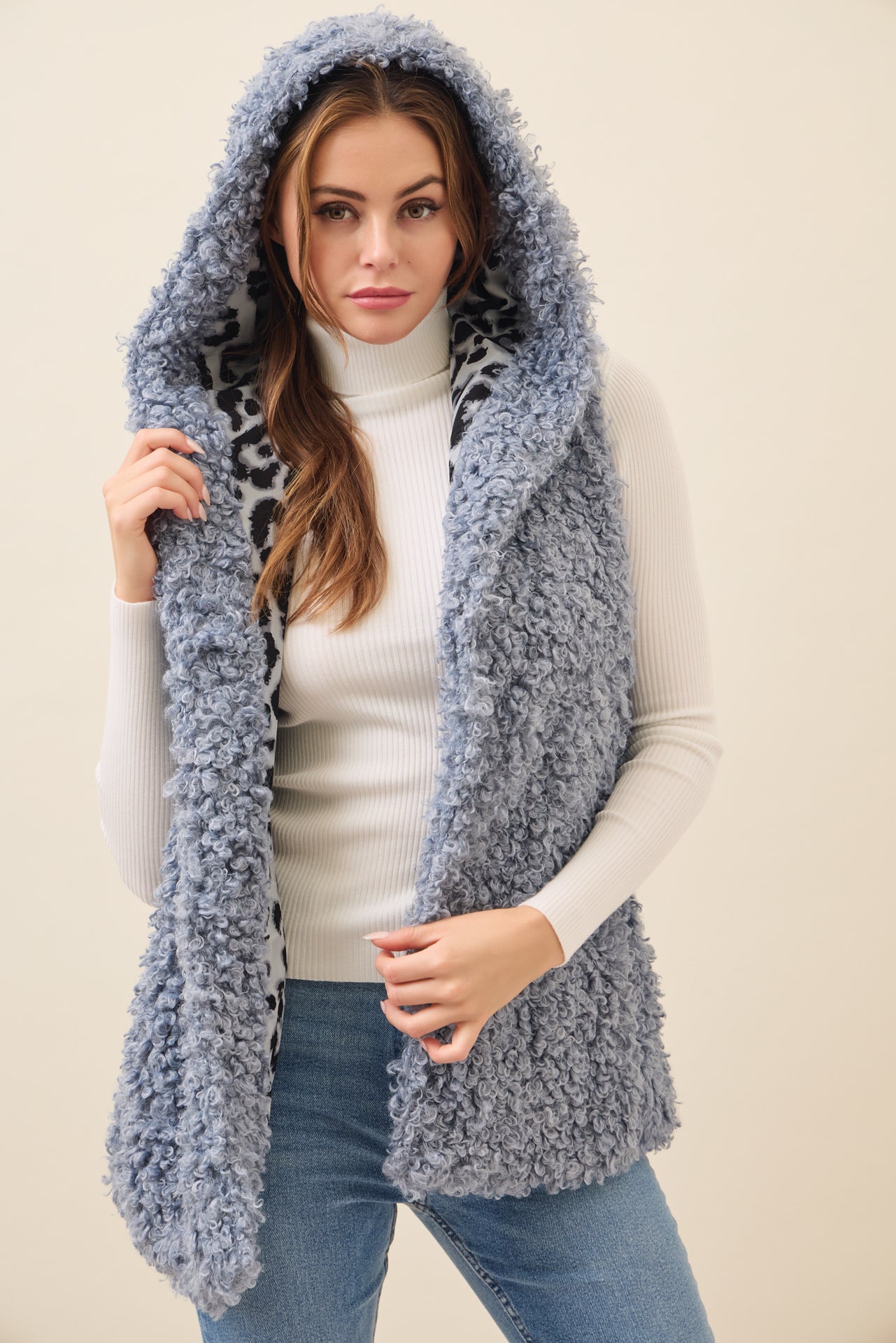 Mae Curly Fur Hooded Vest