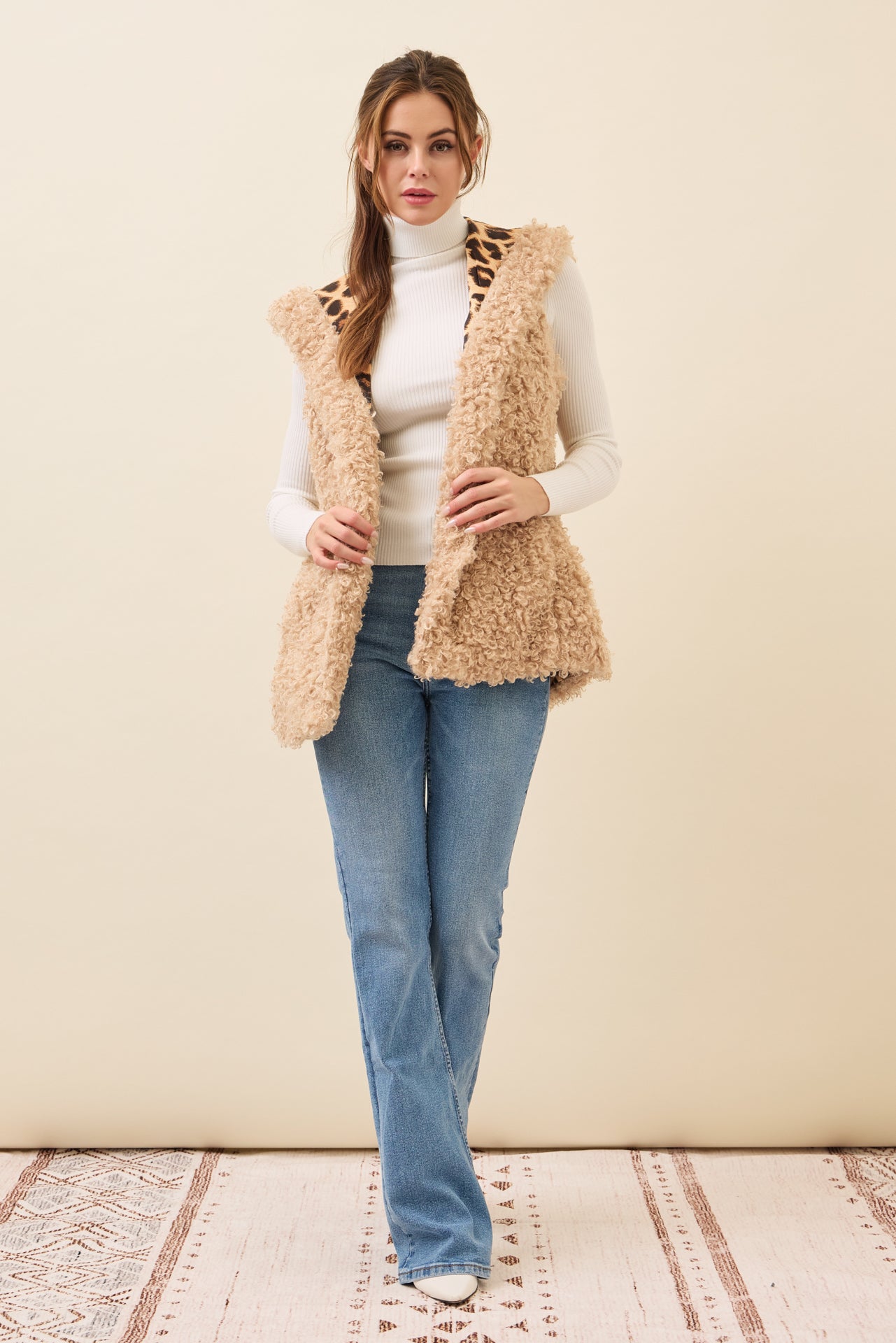 Mae Curly Fur Hooded Vest