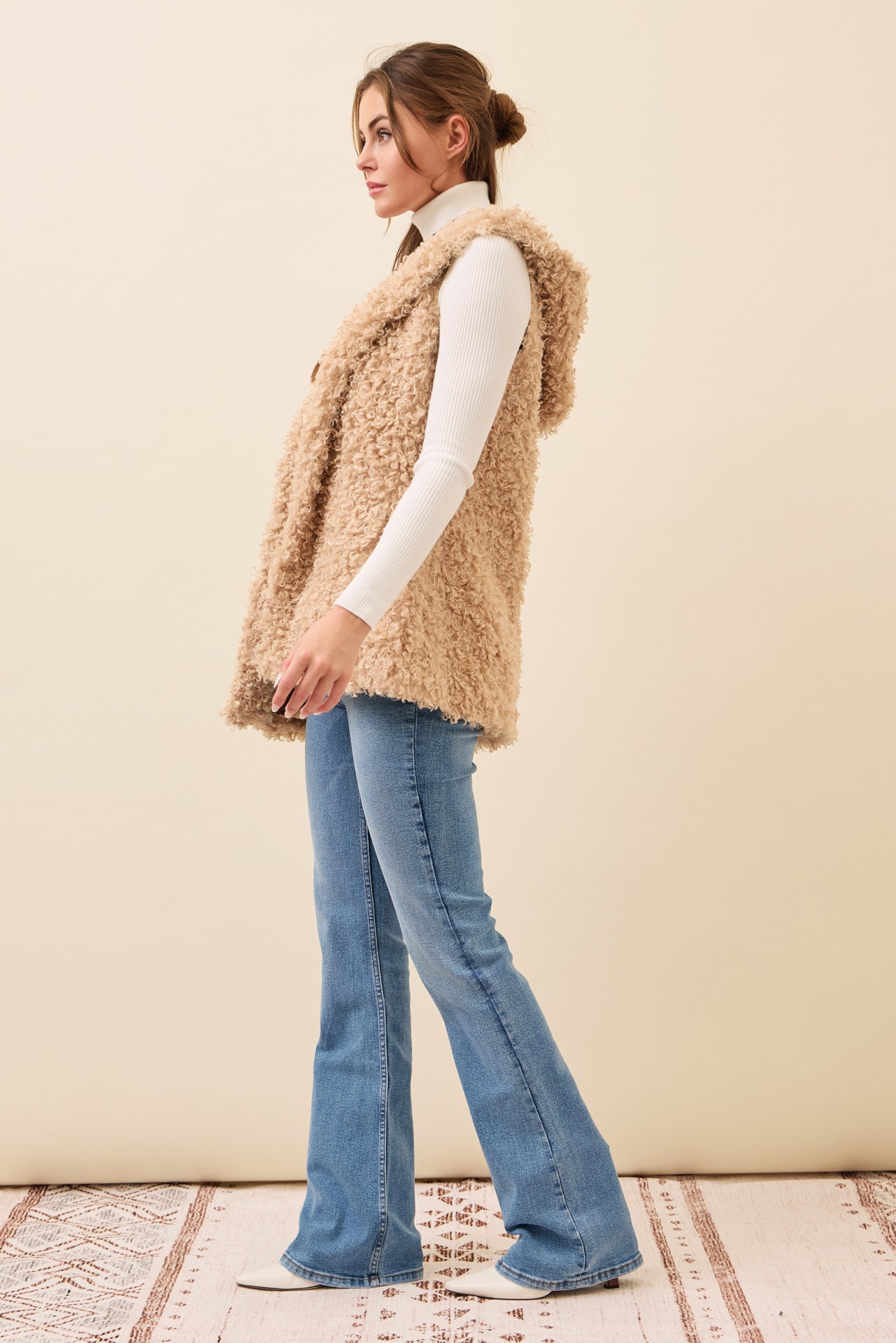 Mae Curly Fur Hooded Vest