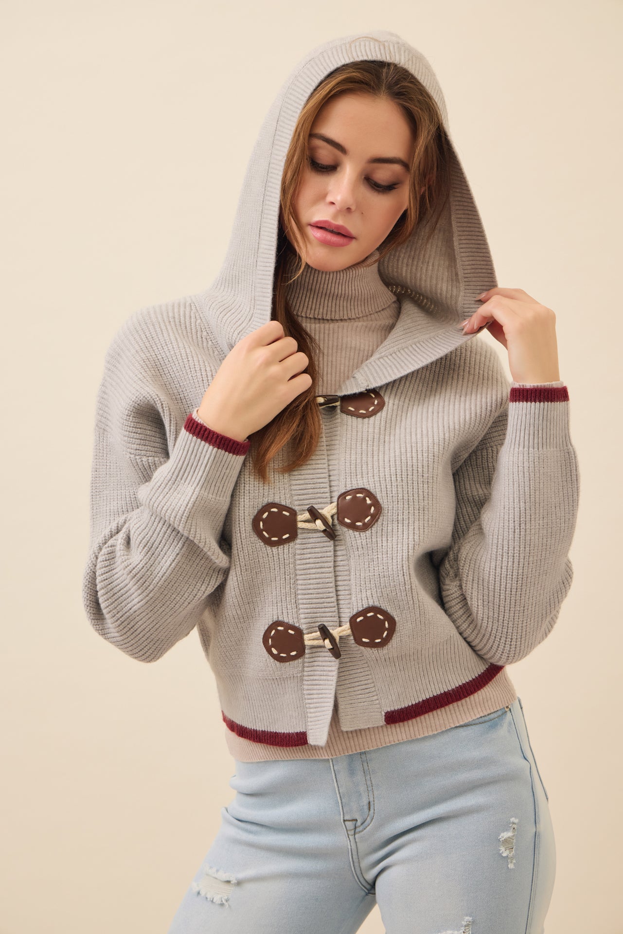 Brooke Hooded Cardigan With Toggle Closures