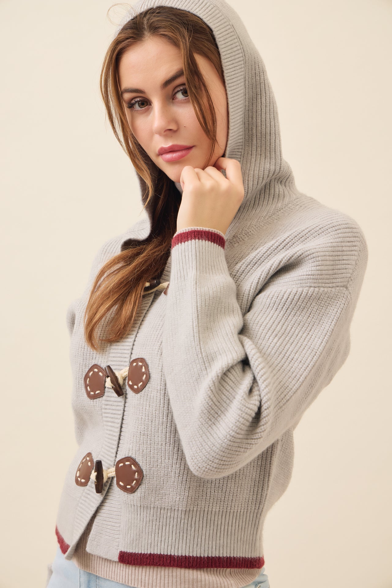 Brooke Hooded Cardigan With Toggle Closures