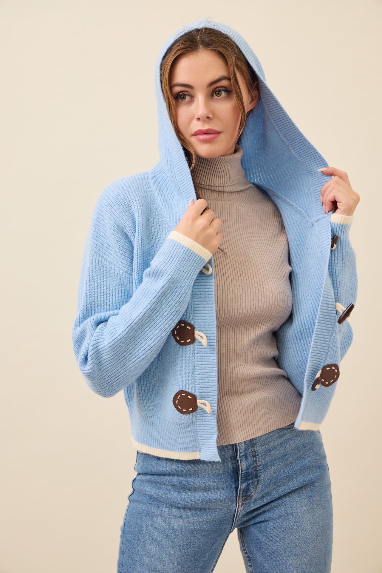 Brooke Hooded Cardigan With Toggle Closures