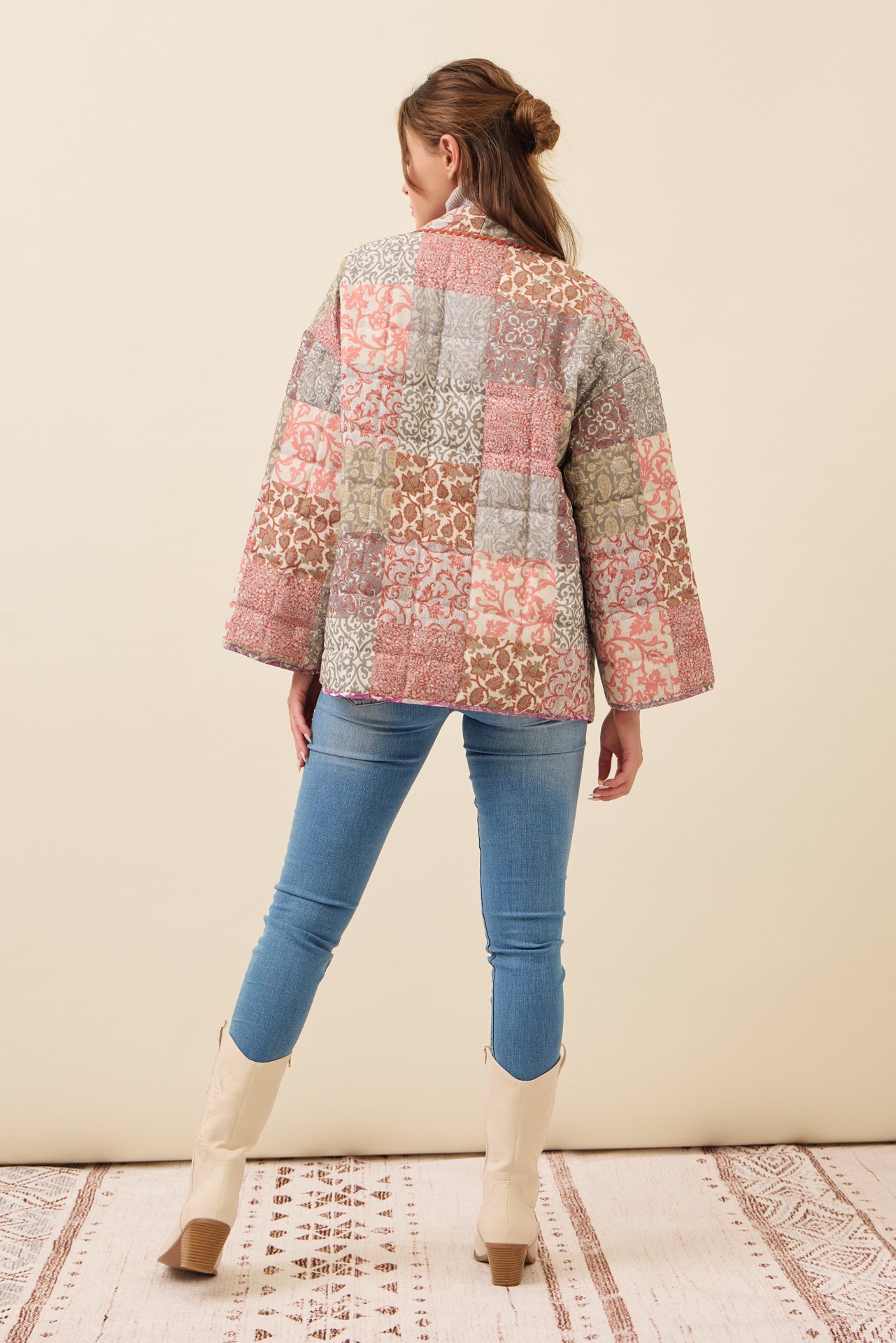 Averie Patchwork Print Quilted Kimono Jacket