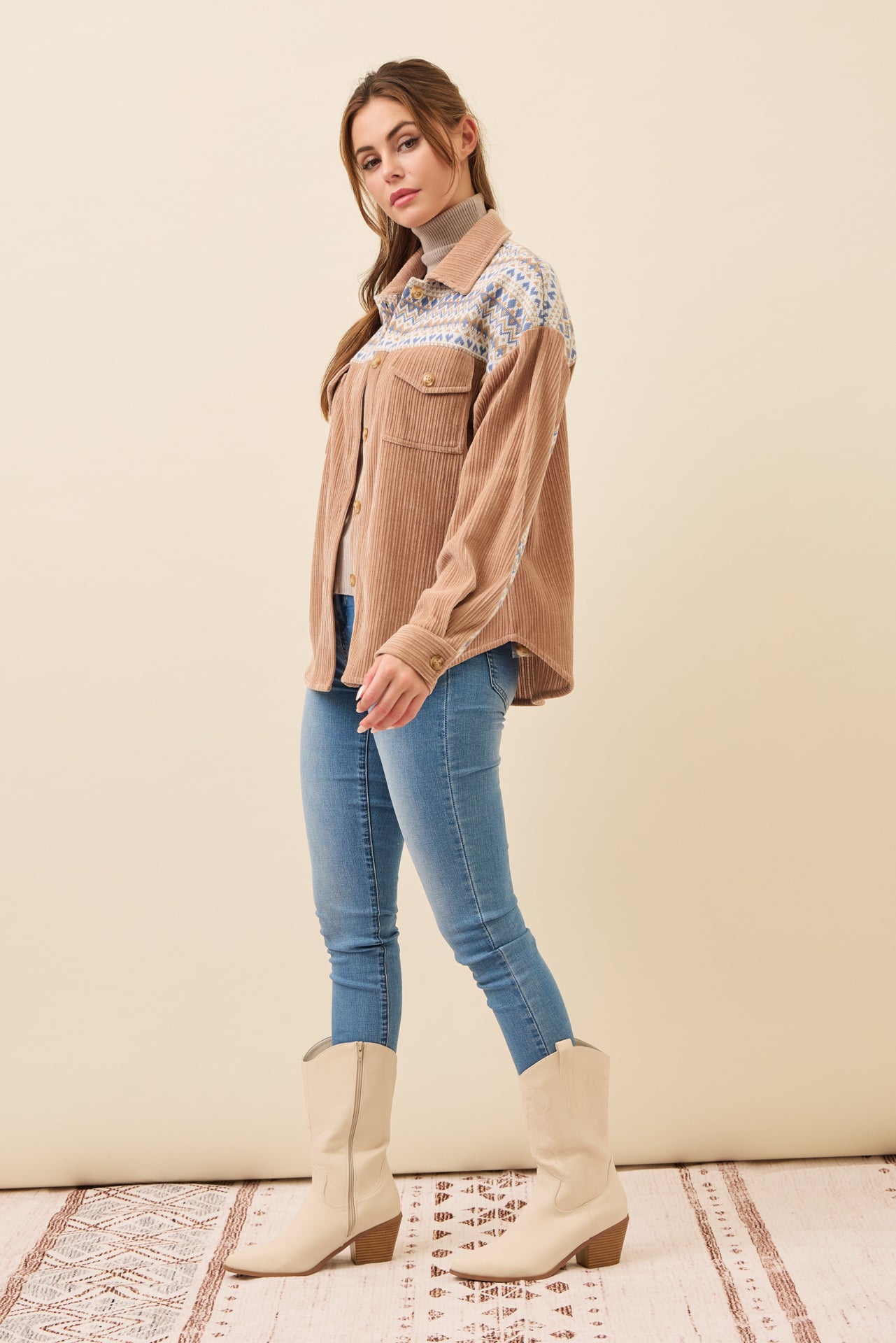 Jessica Corduroy Shacket with JQD Contrast