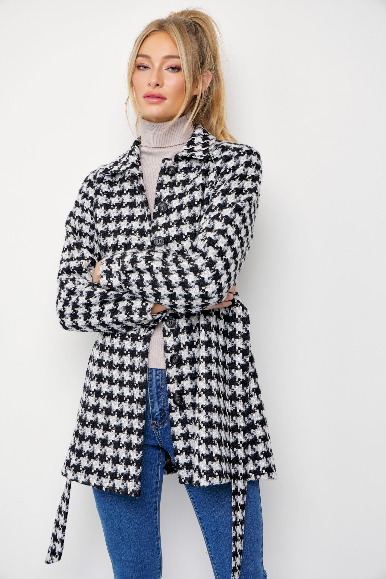 Houndstooth Check Dress Jacket