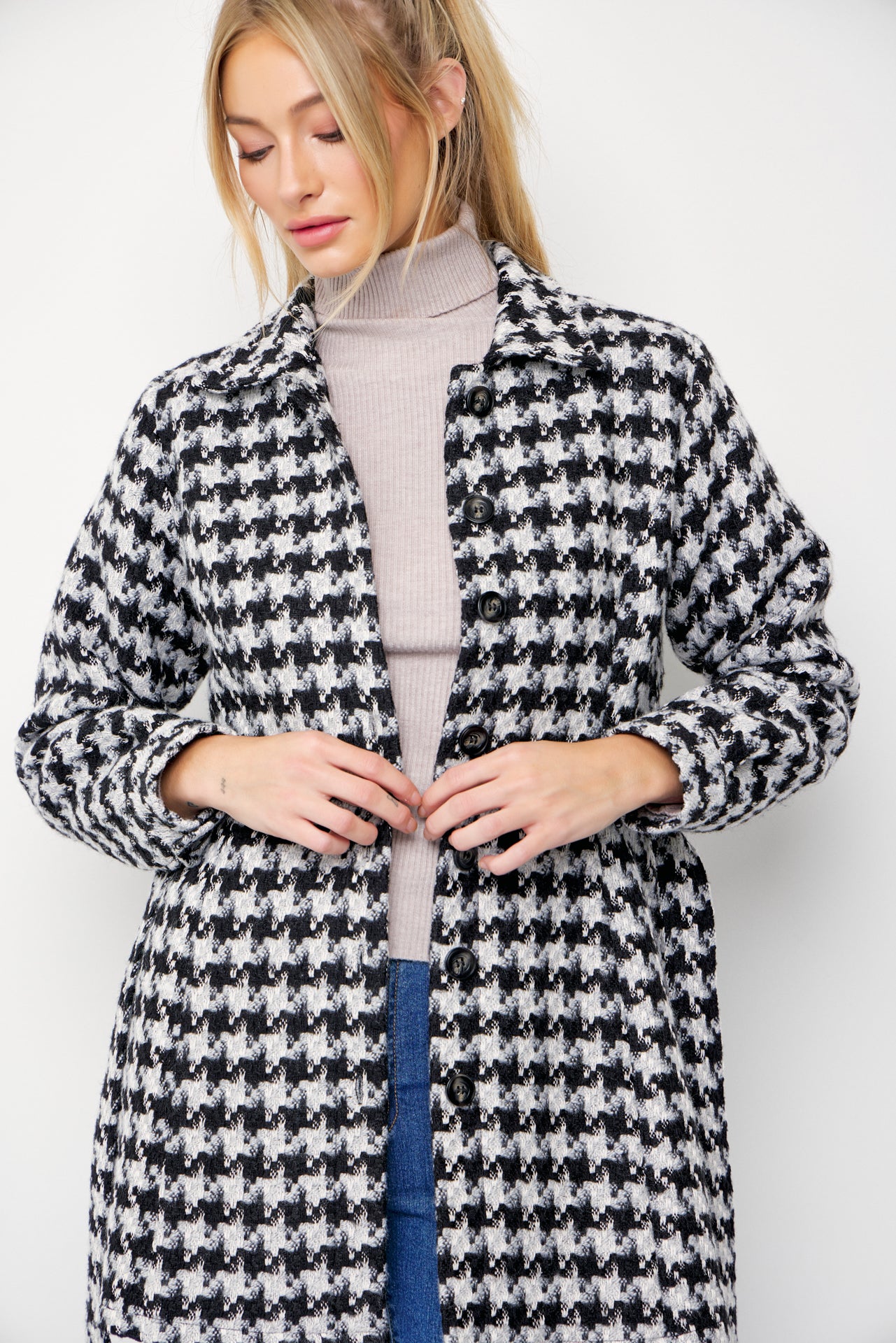 Houndstooth Check Dress Jacket