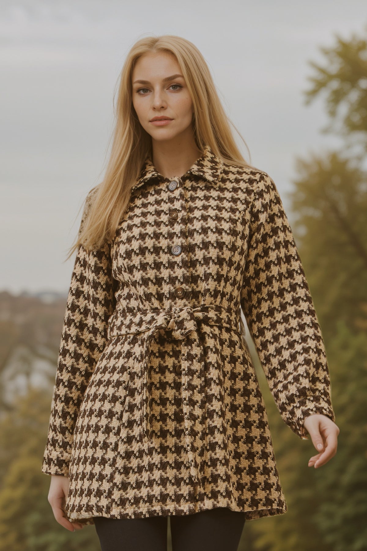 Houndstooth Check Dress Jacket