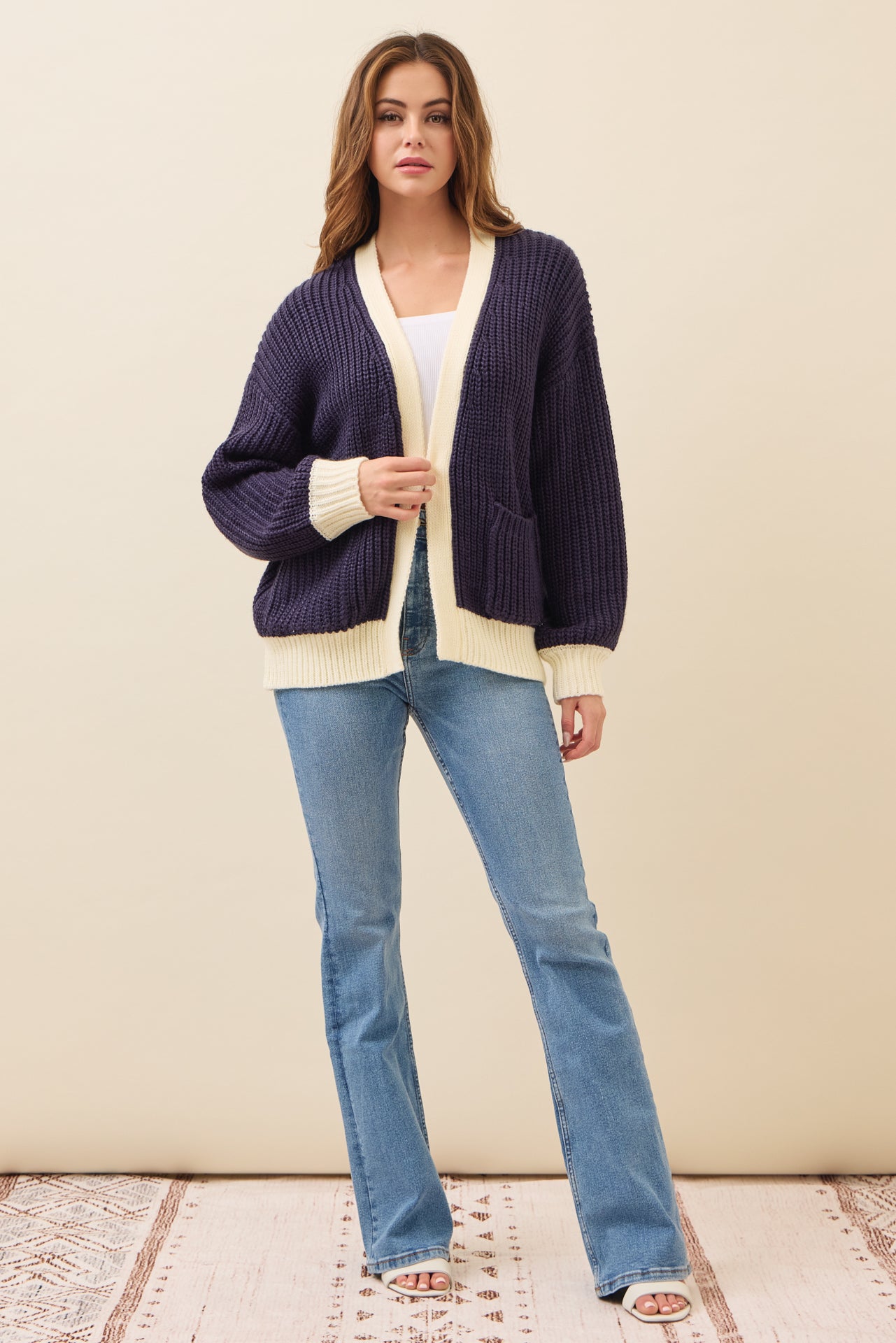 Maren Slouchy Cardigan with Contrast