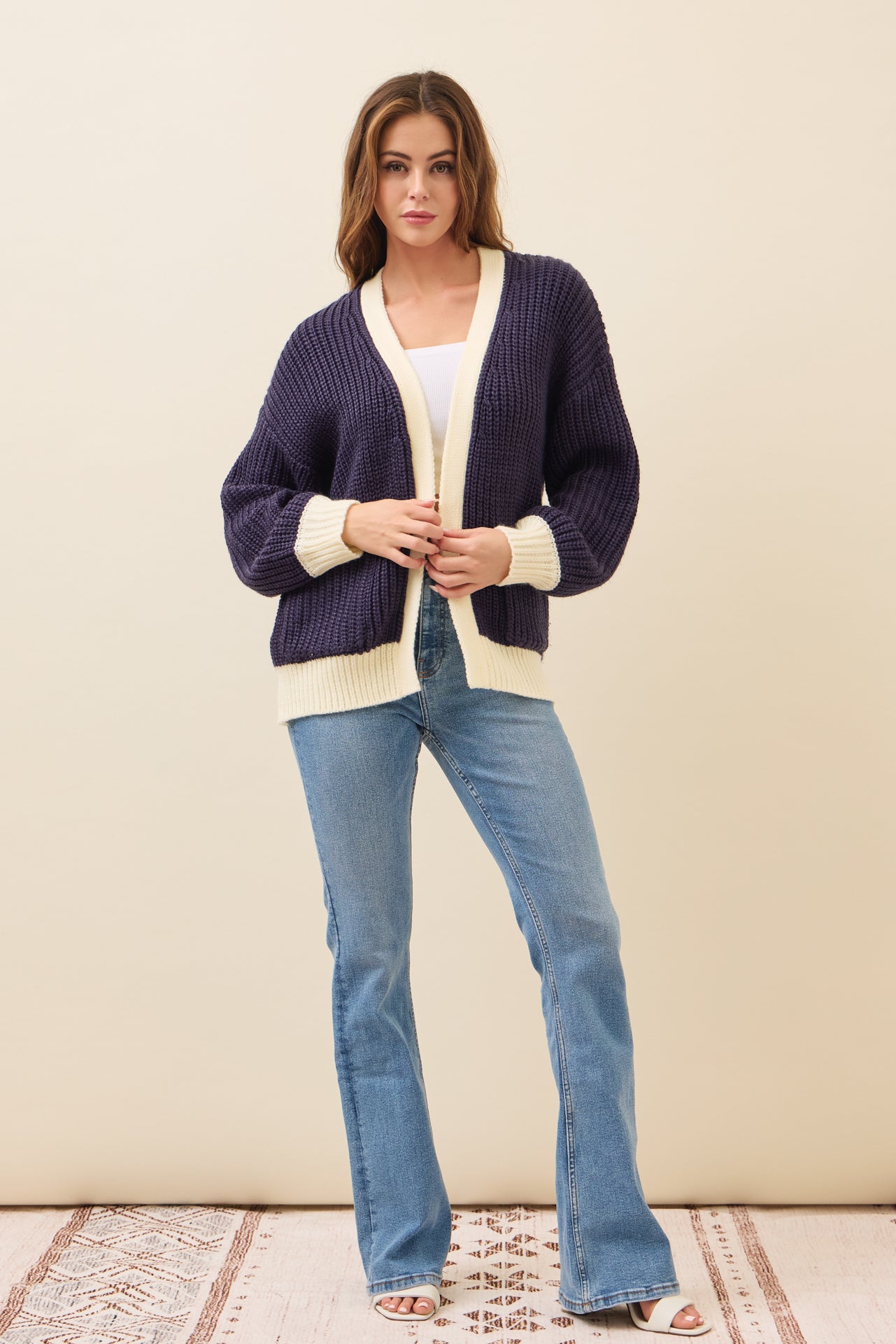 Maren Slouchy Cardigan with Contrast