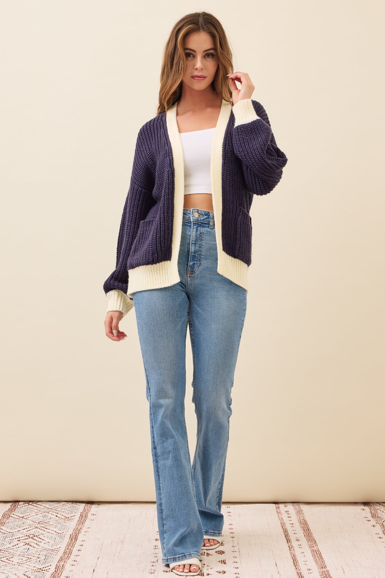 Maren Slouchy Cardigan with Contrast