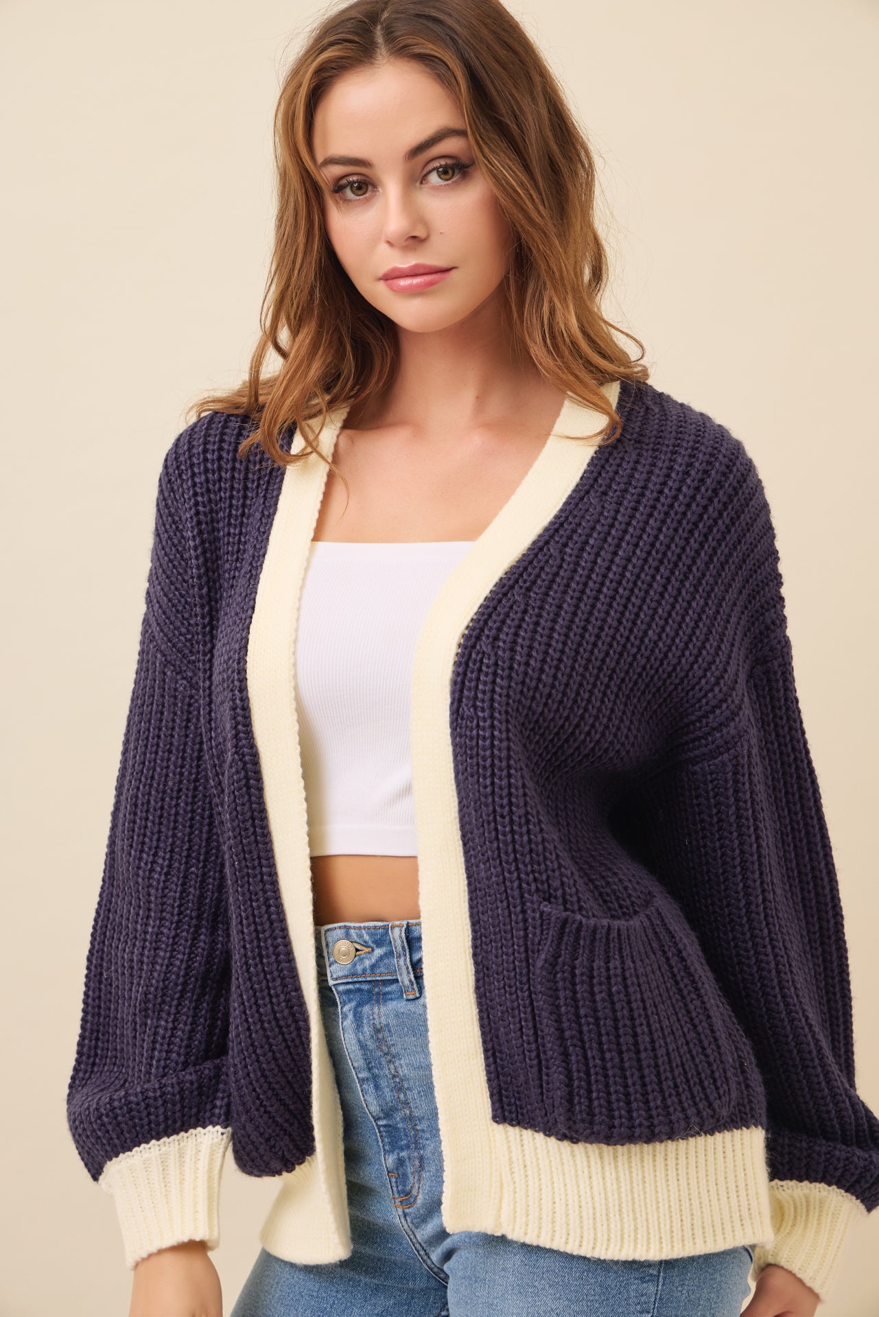 Maren Slouchy Cardigan with Contrast