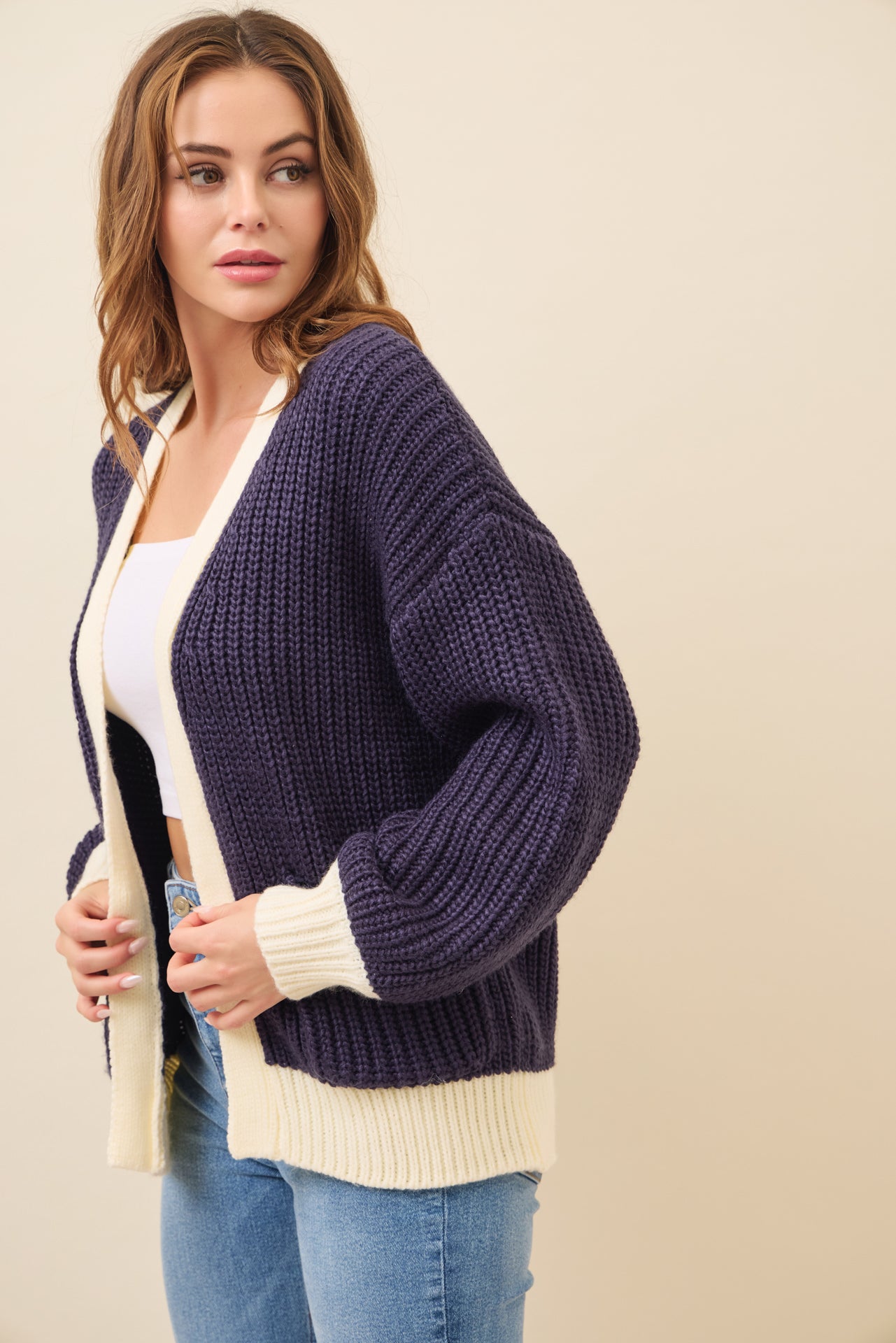 Maren Slouchy Cardigan with Contrast