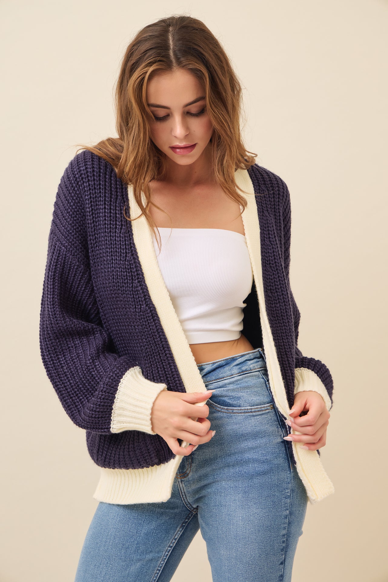 Maren Slouchy Cardigan with Contrast