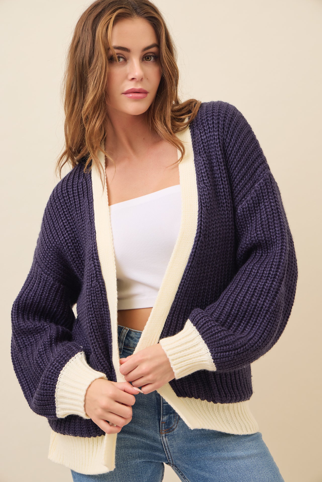 Maren Slouchy Cardigan with Contrast