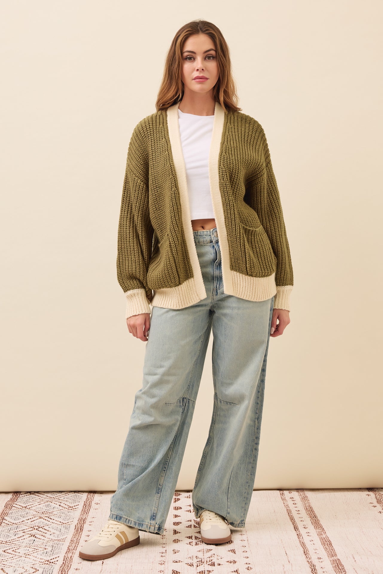 Maren Slouchy Cardigan with Contrast