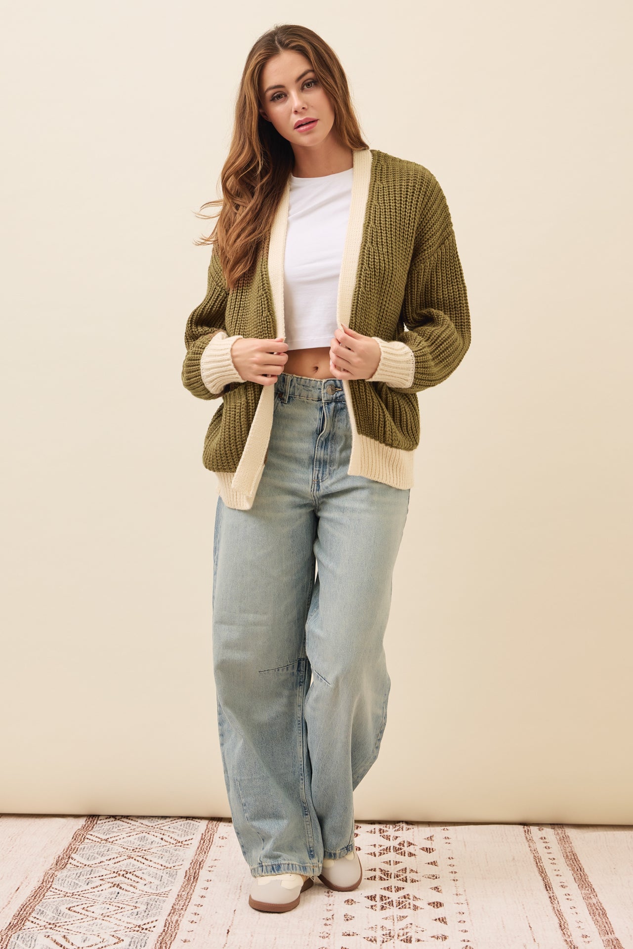 Maren Slouchy Cardigan with Contrast