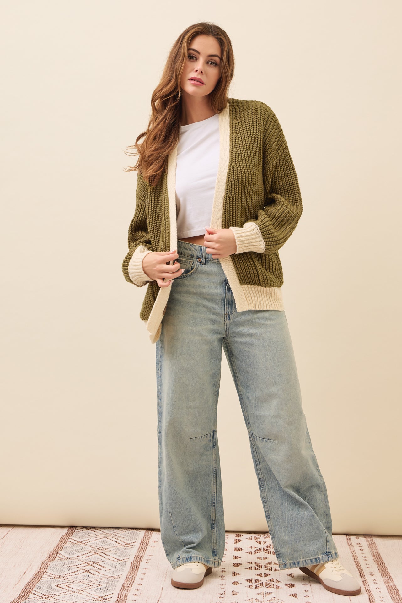 Maren Slouchy Cardigan with Contrast