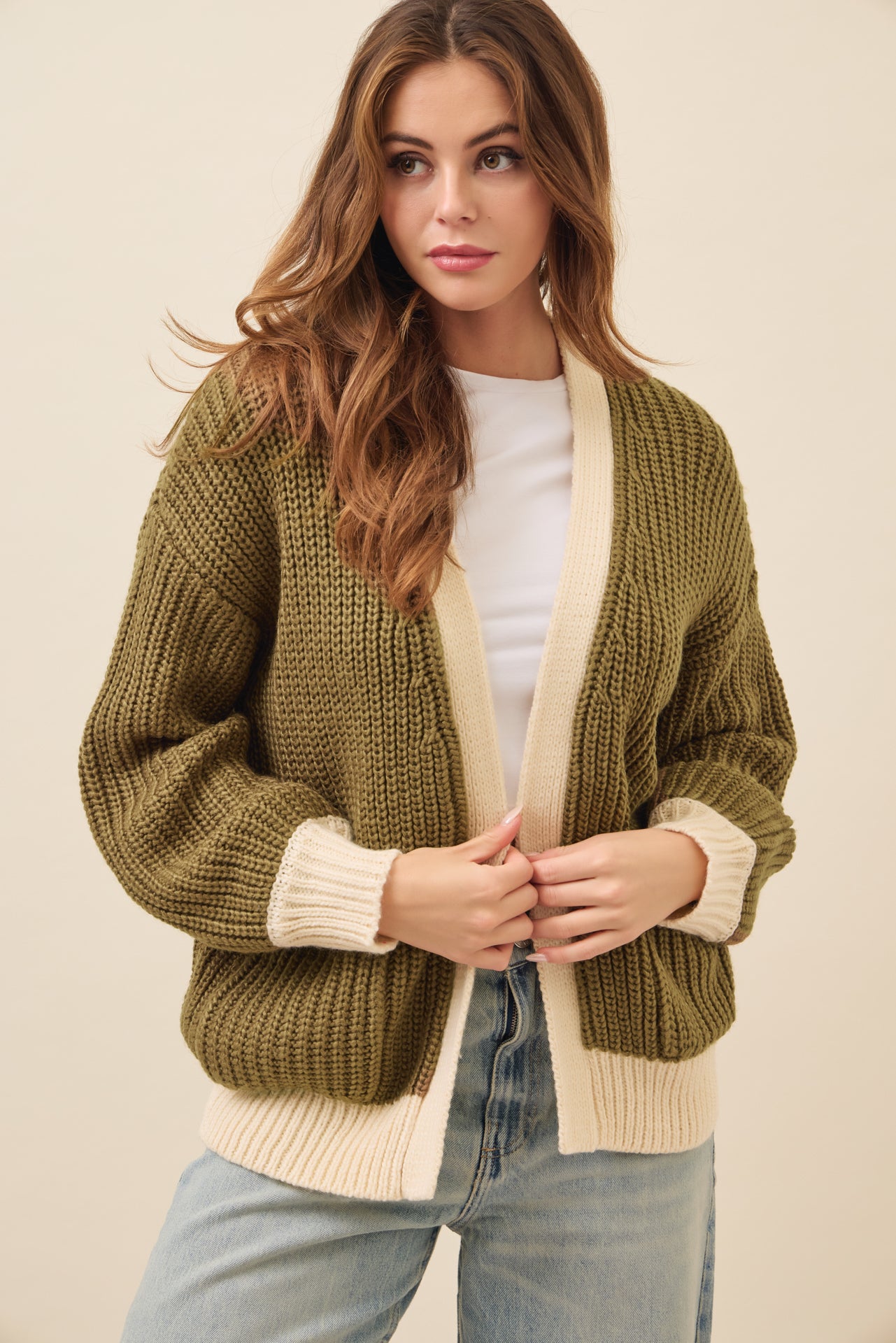 Maren Slouchy Cardigan with Contrast