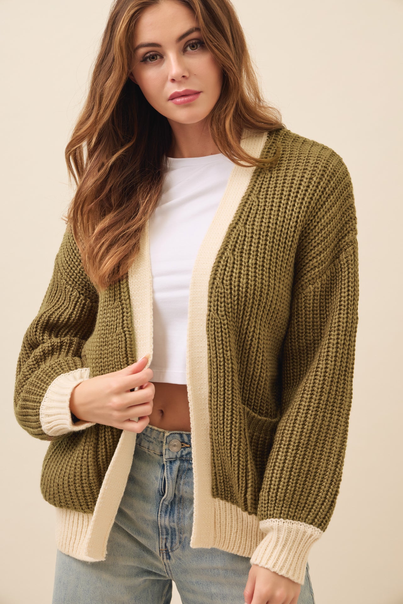 Maren Slouchy Cardigan with Contrast