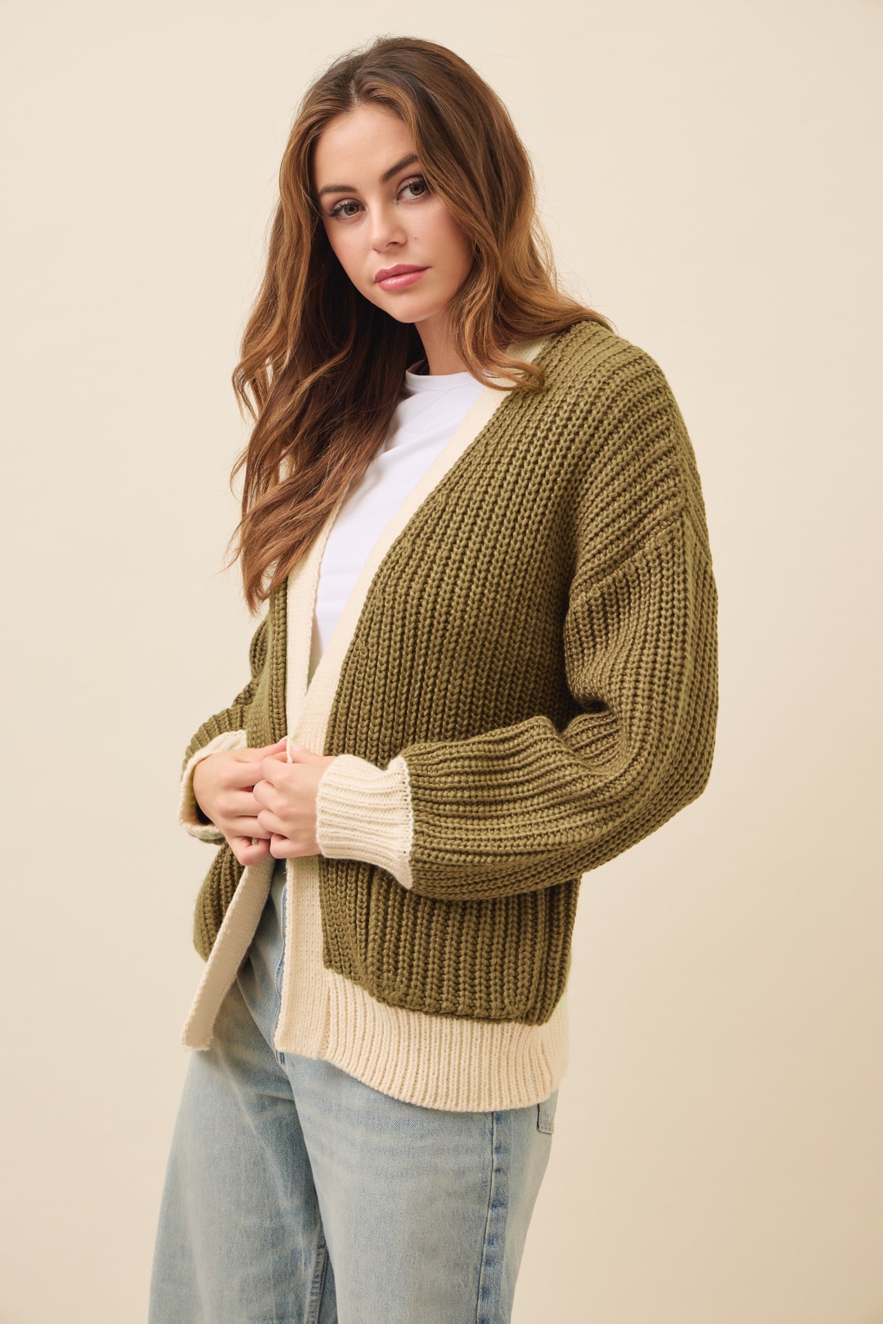 Maren Slouchy Cardigan with Contrast